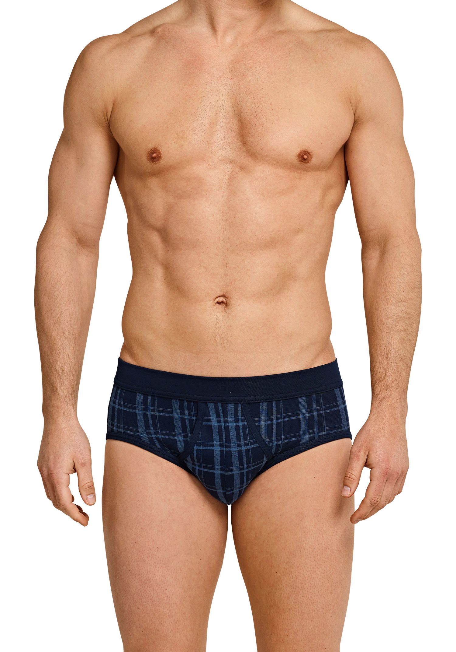 Schiesser Slip "Original Classics" met contrasterend ruitpatroon (2 stuks, Set van 2) heren maat 8 blauw