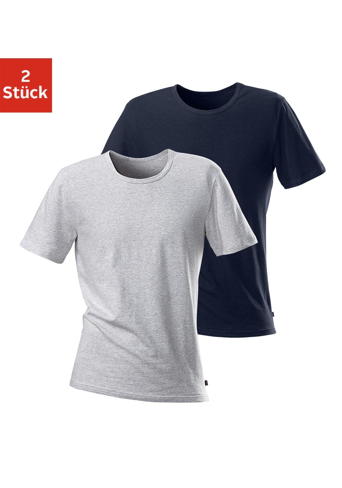 H.I.S T-shirt met ronde hals perfect als ondershirt (2-delig, Set van 2)