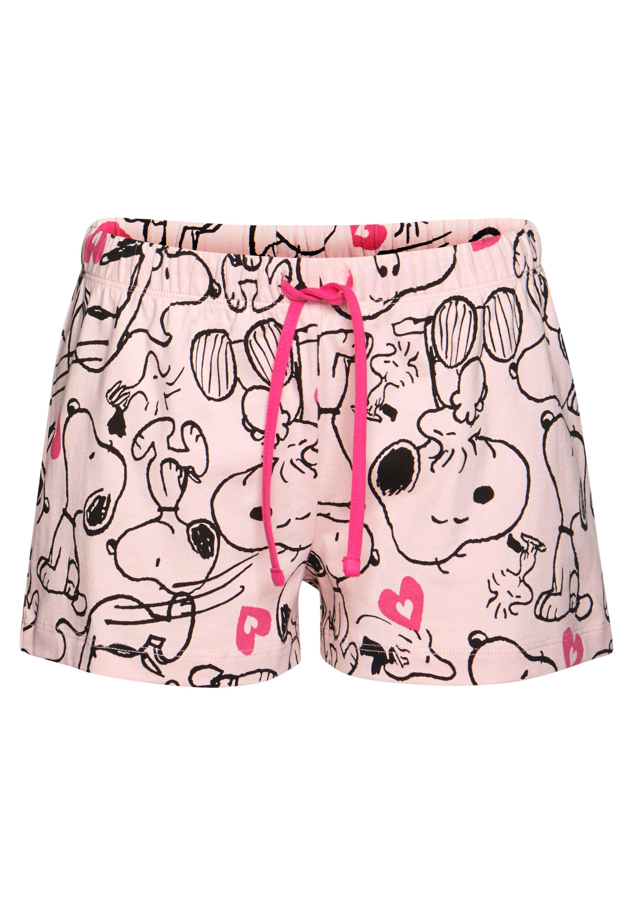 Peanuts Shortama met snoopy-hartprint (2-delig, 1 stuk)