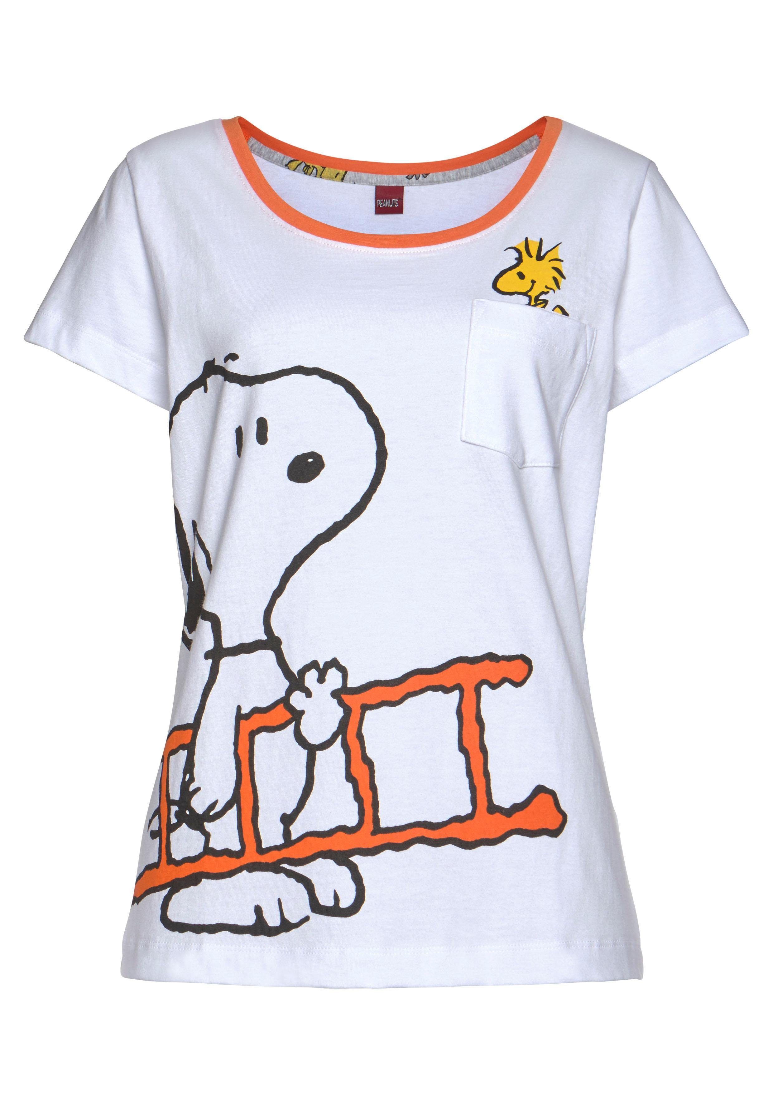 Peanuts Pyjama met snoopy- en woodstock-print (2-delig, 1 stuk)