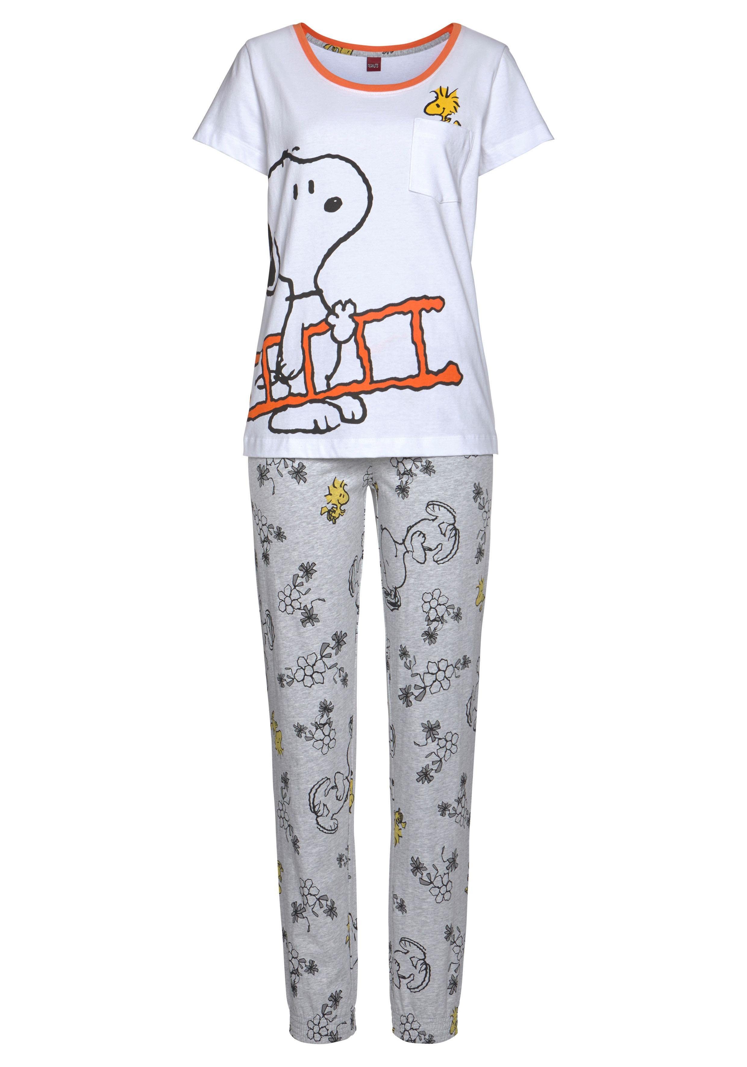 Peanuts Pyjama met snoopy- en woodstock-print (2-delig, 1 stuk)