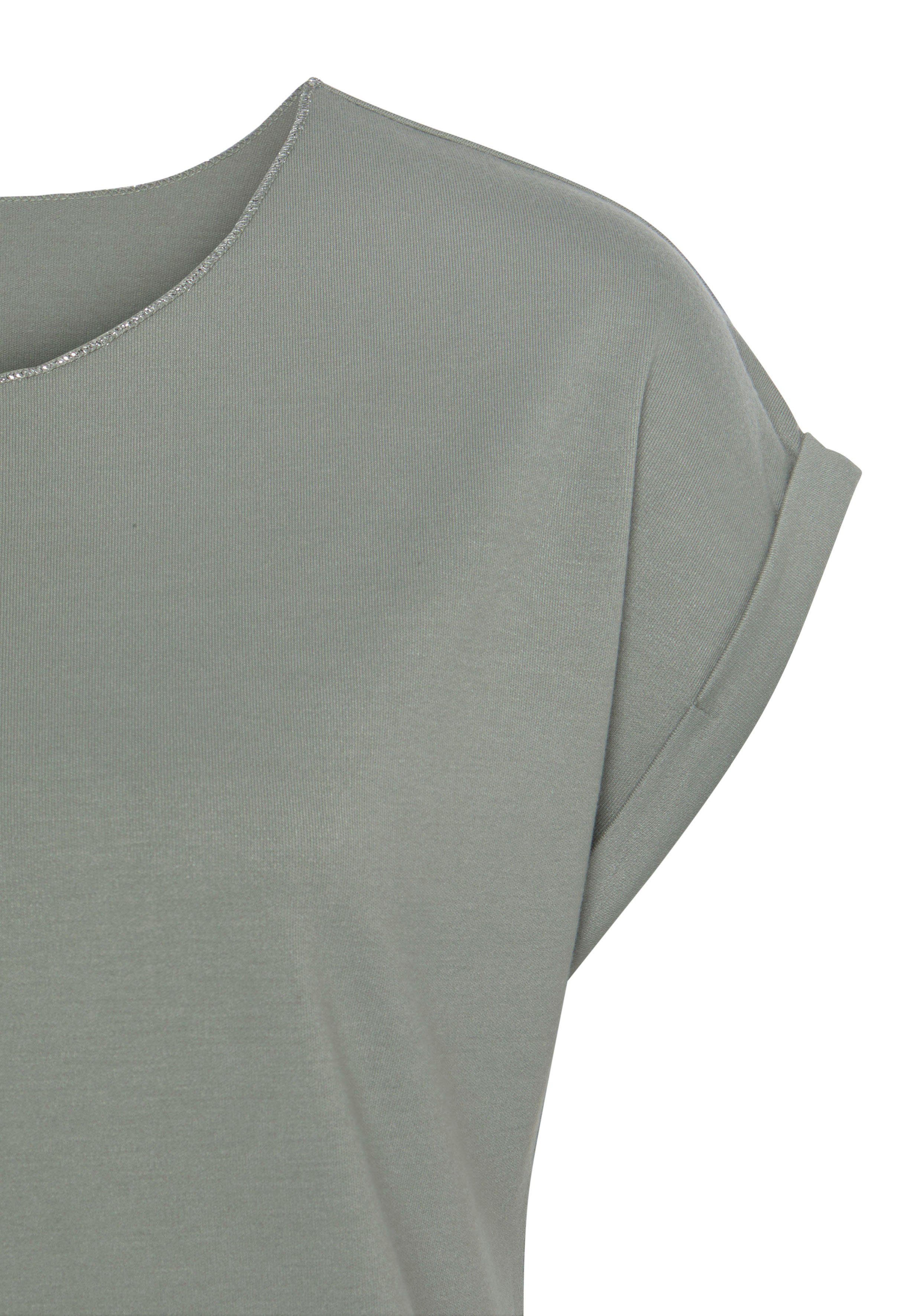 Lascana Shirt met ronde hals Met elegante glinsterafwerkingen in een gemakkelijk te onderhouden kwaliteit (1-delig)