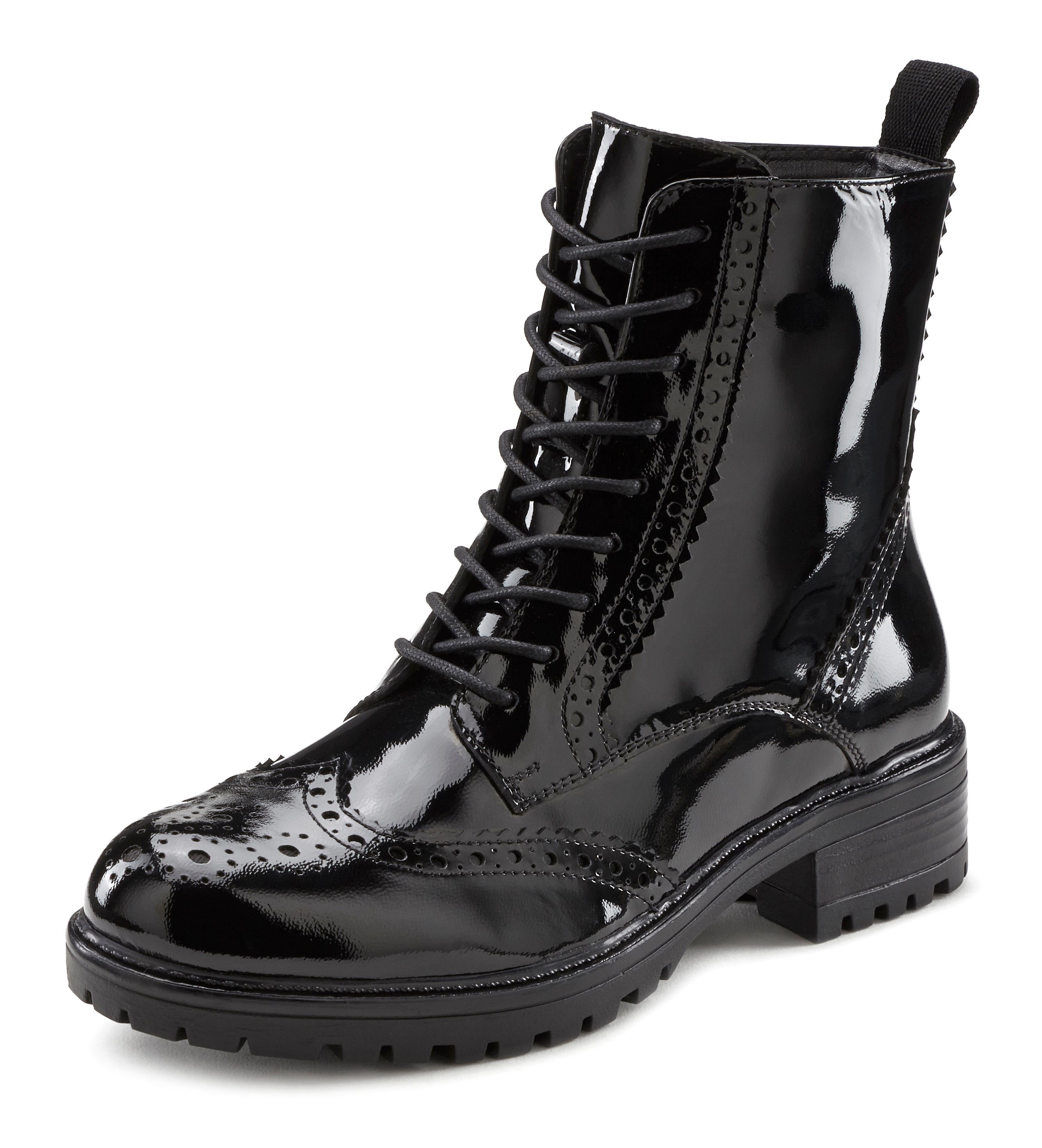 Lascana Veterschoenen Veterschoen, enkellaarsjes, leer, veters en rits