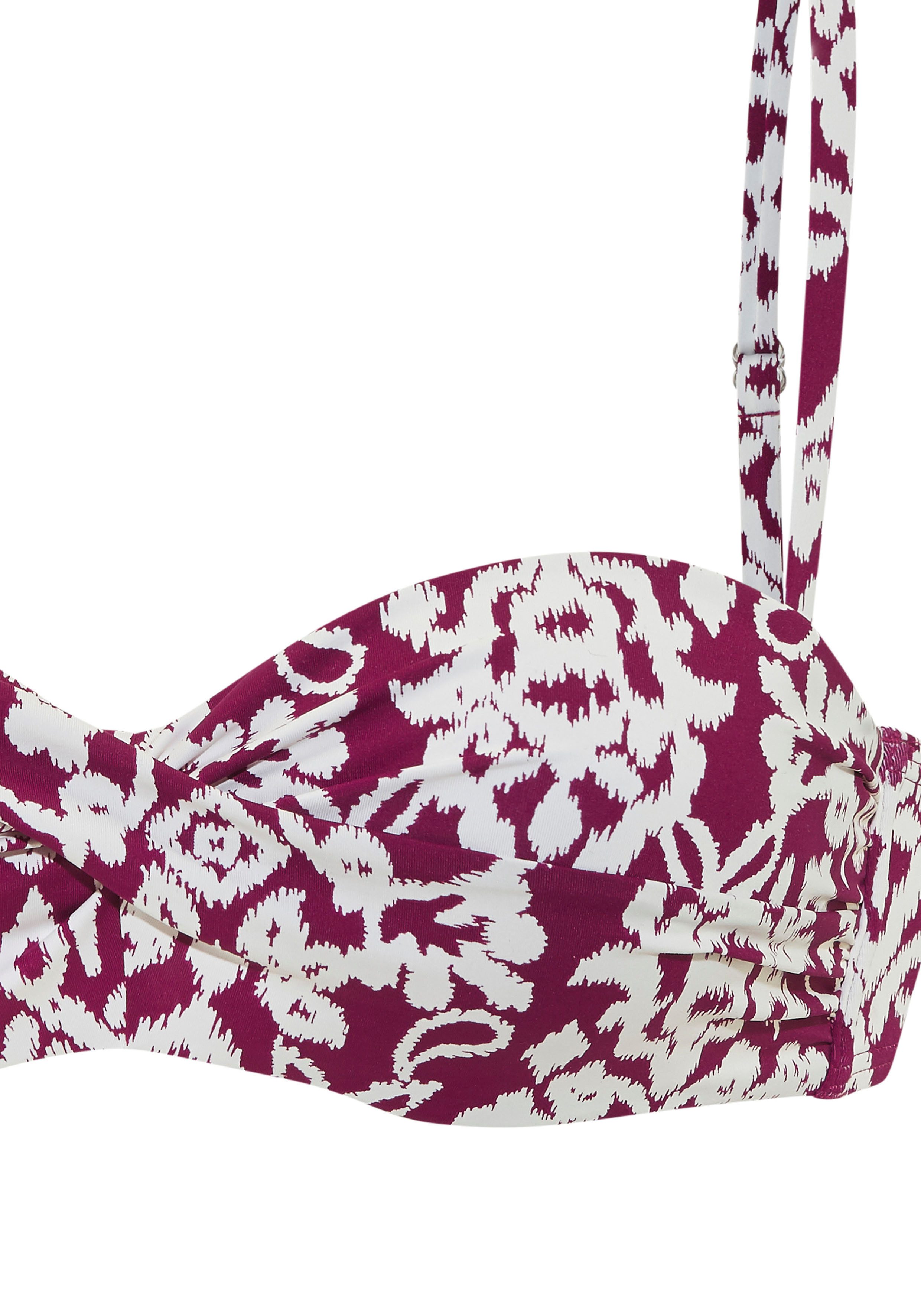 Lascana Beugelbandeau bikinitop Piper met opvallende all-over-print bandeau bikini's maat B B roze