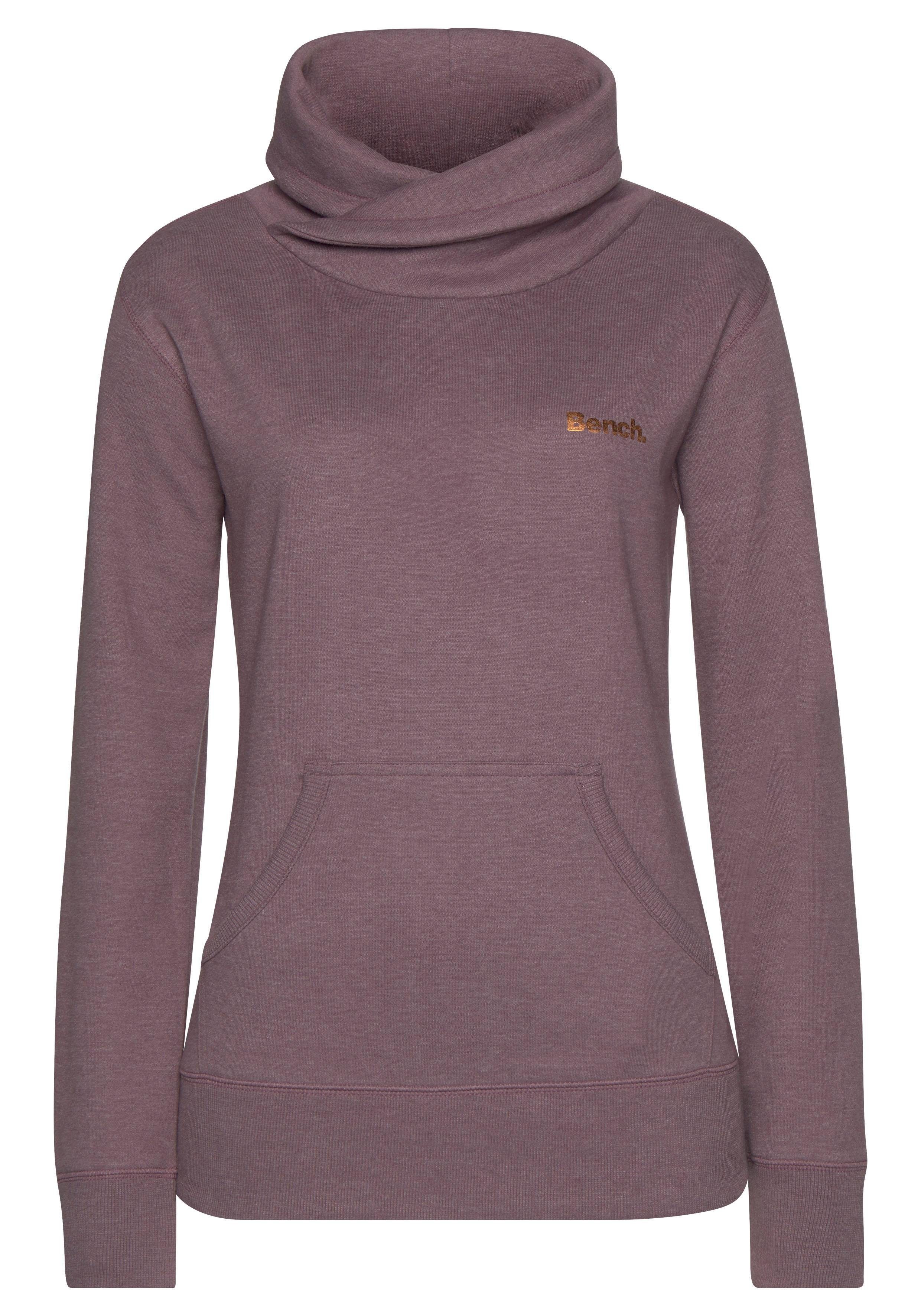Bench. Loungewear Lang sweatshirt met staande kraag in laagjeslook en kangoeroezak, loungewear strandtruien maat 36/38 bruin