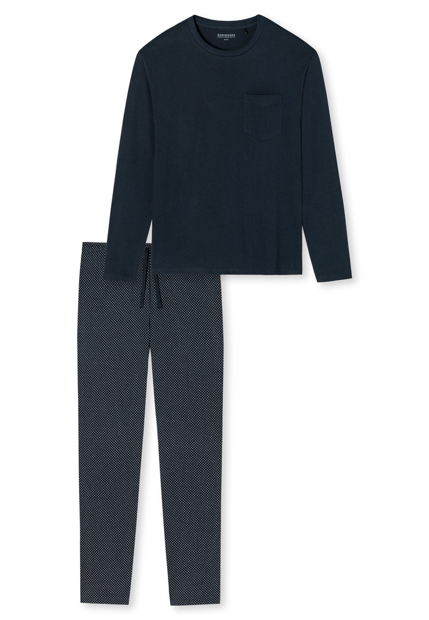 Schiesser Pyjama Ebony met ronde hals (2-delig, 1 stuk)