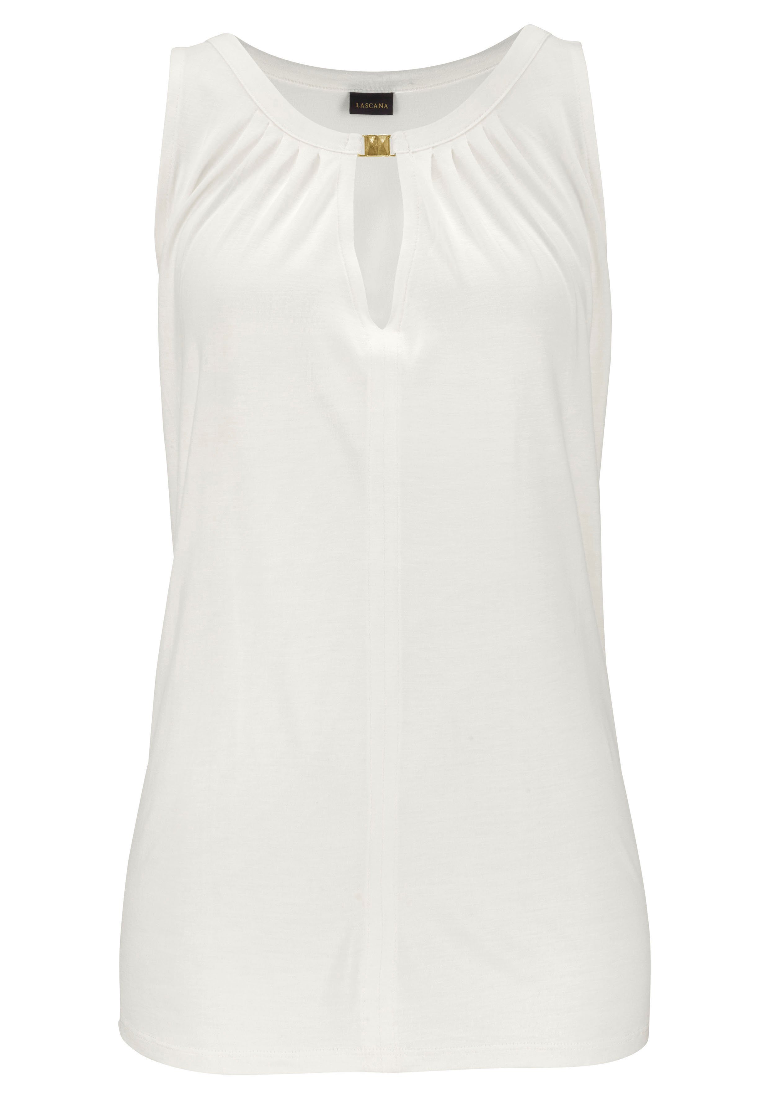 Lascana Tanktop met decoratief accessoire, casual blousetop, elegant