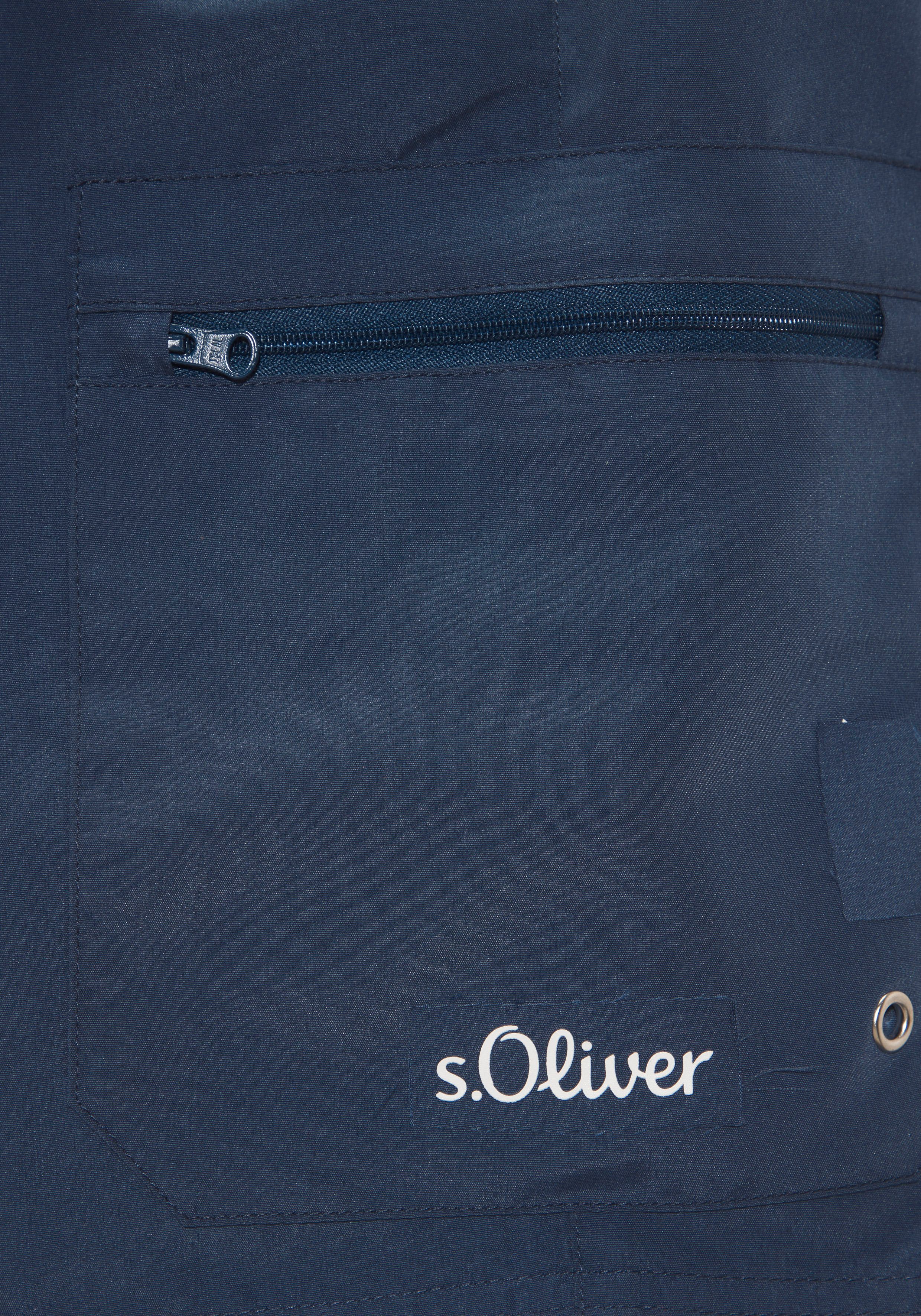 s.Oliver RED LABEL Beachwear Zwemshort Malcom uni in cargo-stijl