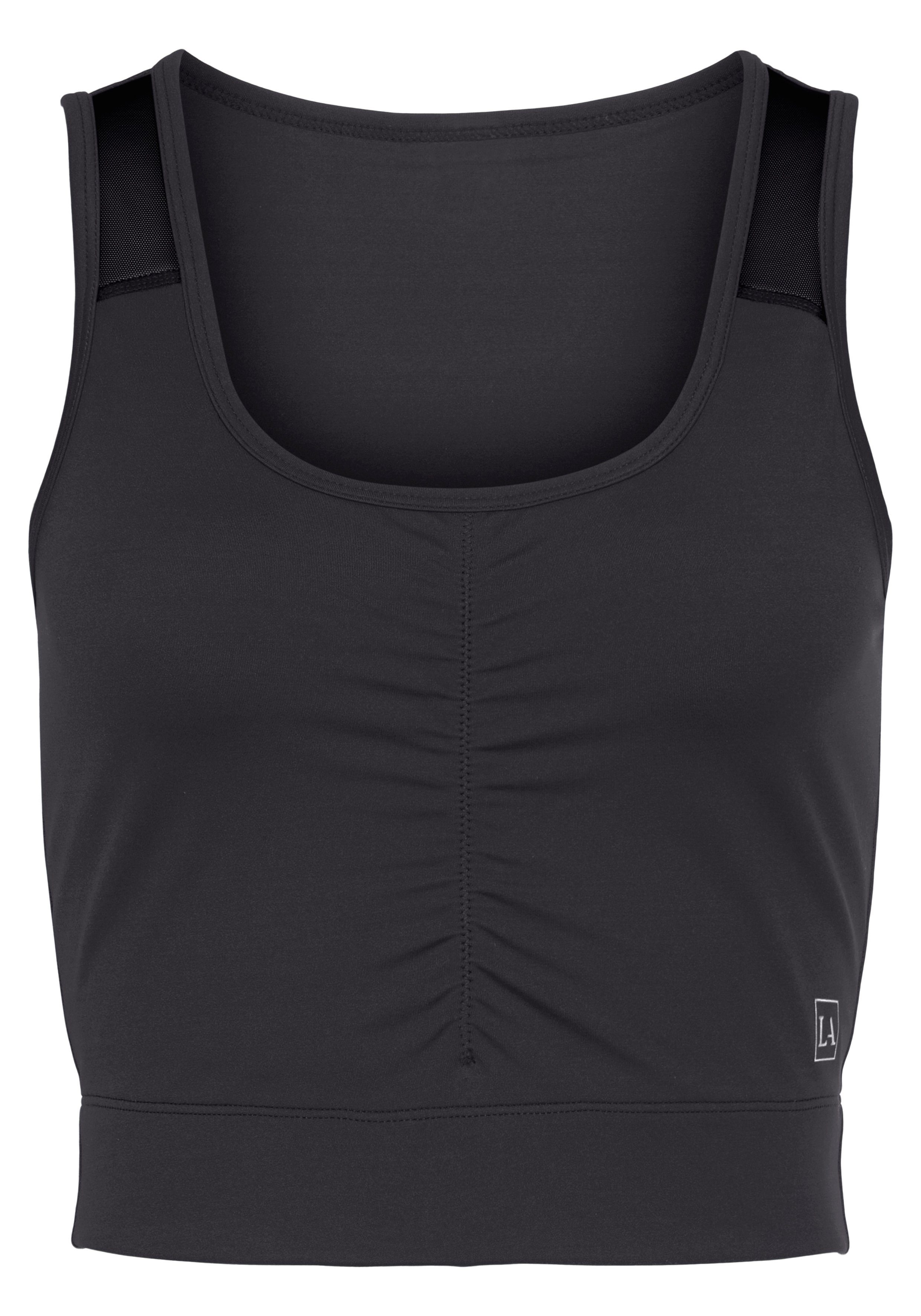 active by Lascana Crop-top met rimpeling en mesh-inzetten