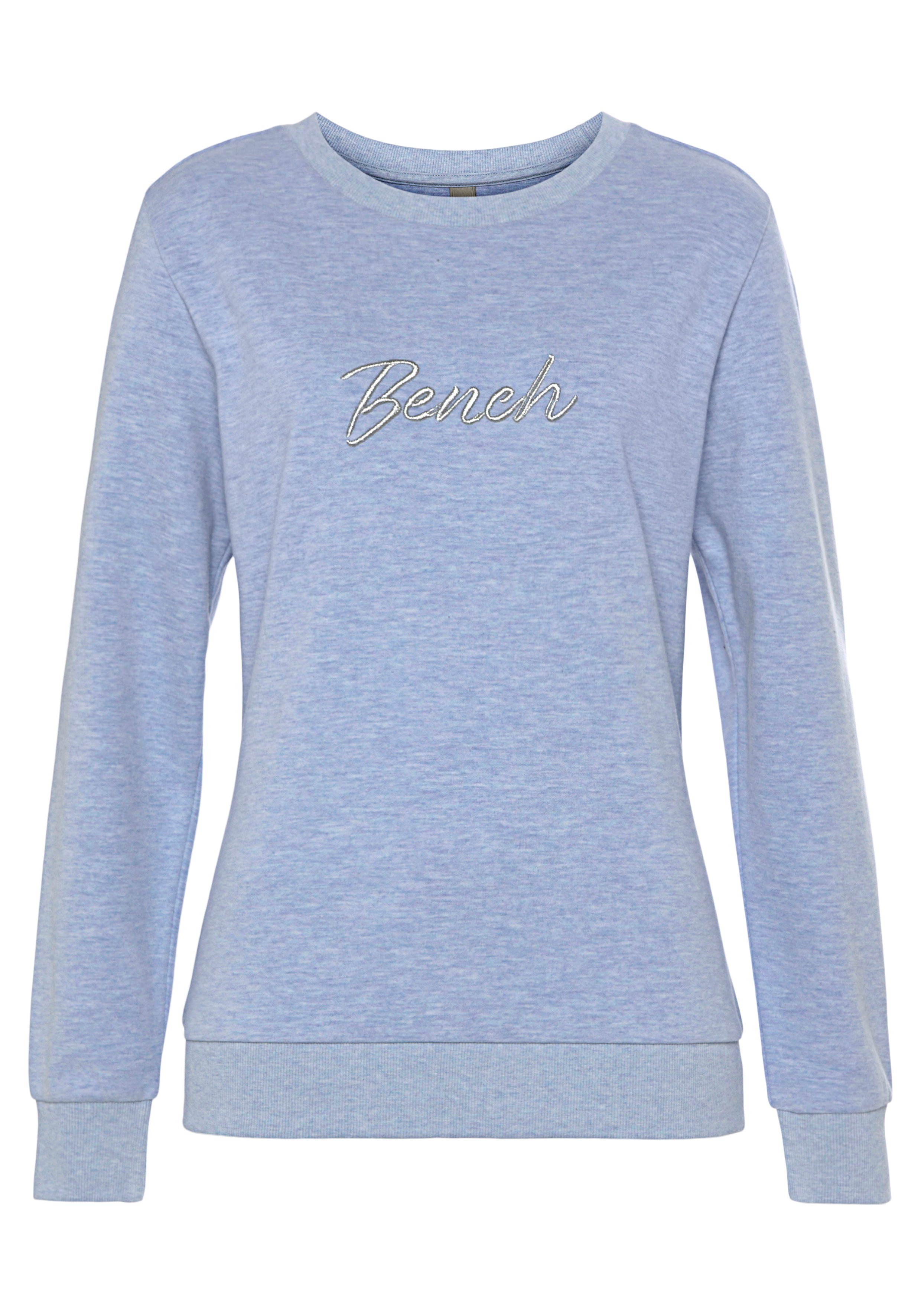 Bench. Loungewear Sweatshirt Loungeshirt met glanzende logo-borduurwerk, loungewear tops & hoodies maat 36/38 blauw