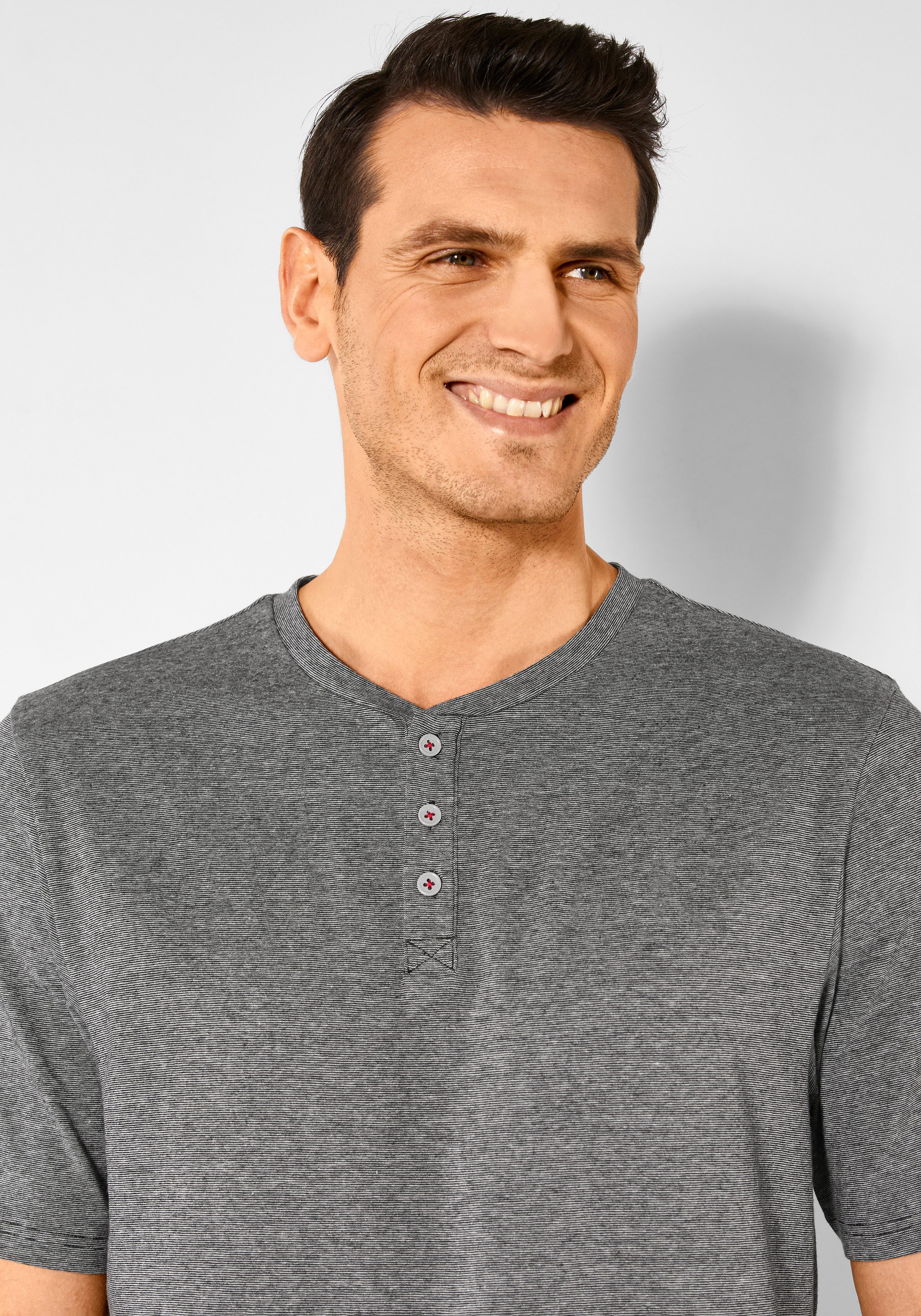 s.Oliver RED LABEL Beachwear Pyjama Pyjama in melange-look met knopenrij (2-delig, 1 stuk)