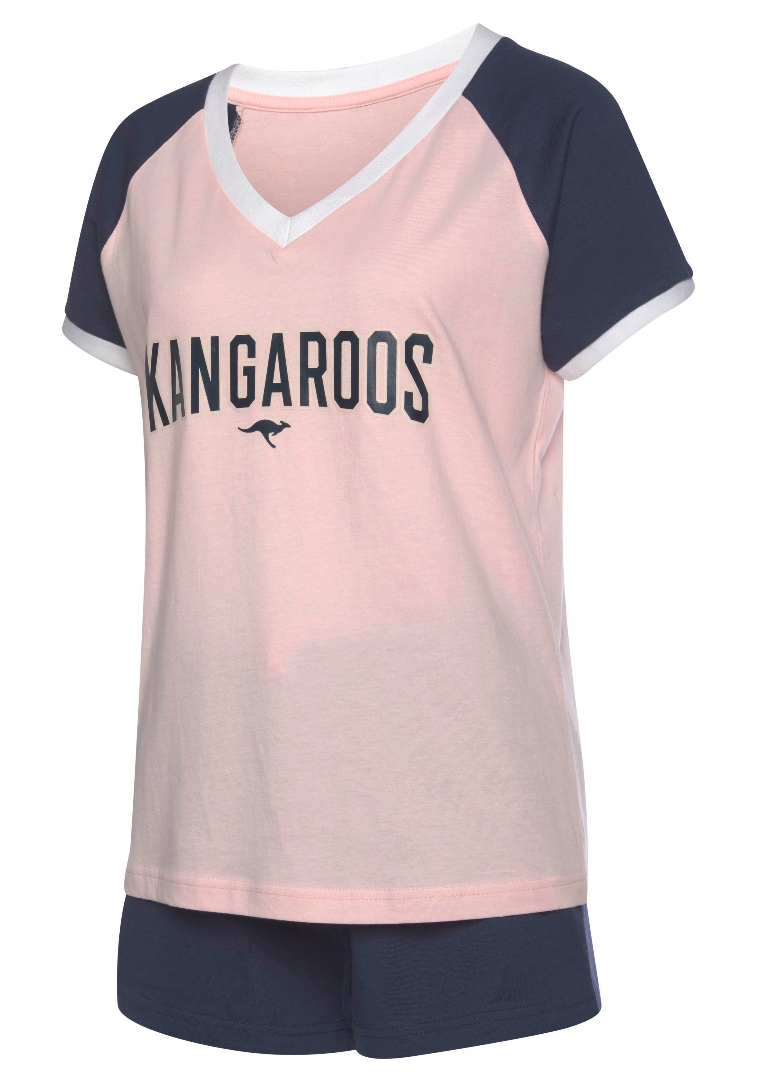 KangaROOS Shortama met contrastkleurige raglanmouwen (2-delig, 1 stuk)