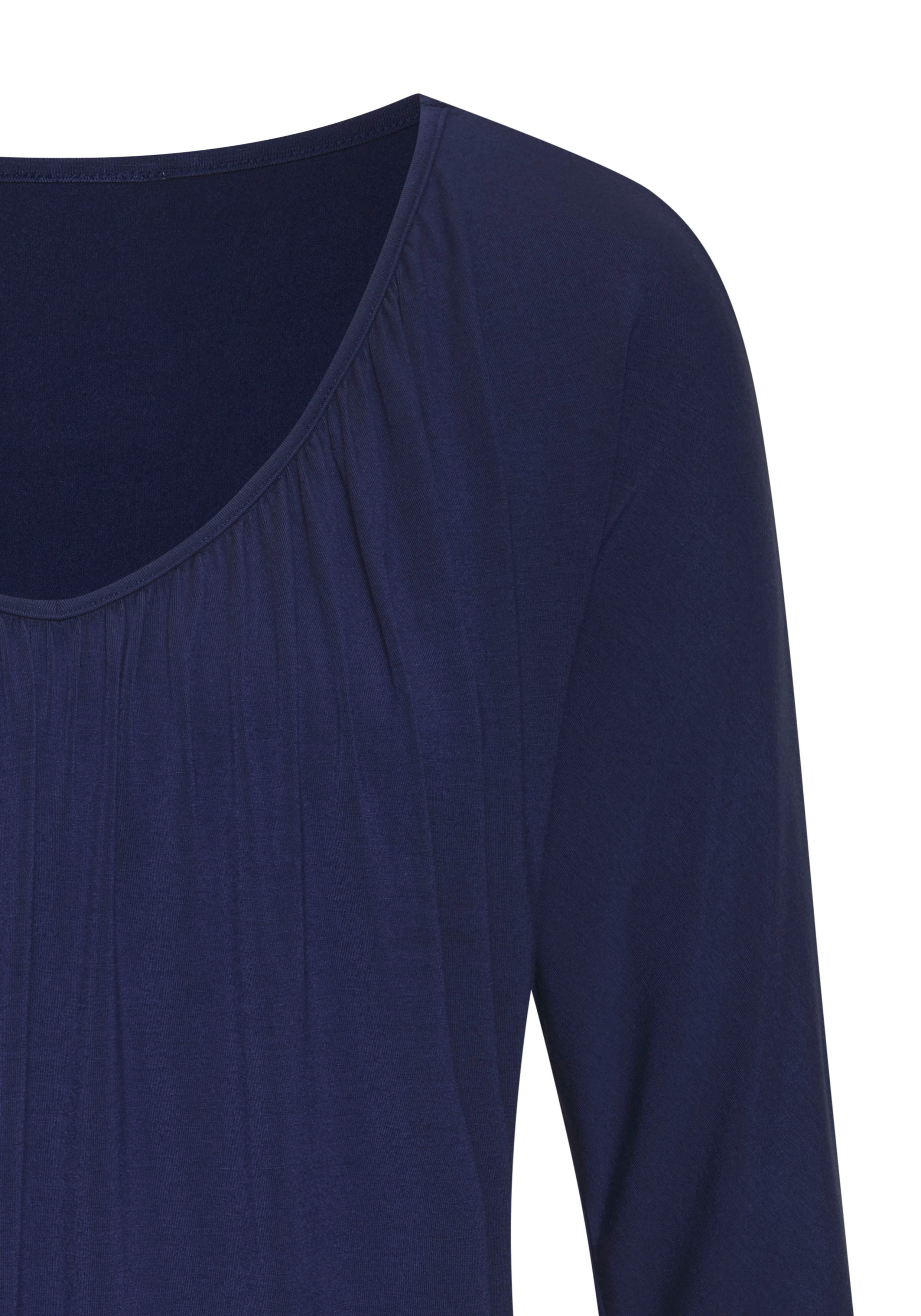 Lascana Shirt met 3/4 mouwen Met fijne plooien bij de hals