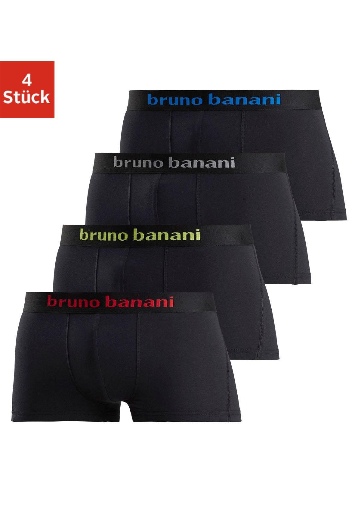 Bruno Banani Hipster strak zittende boxershorts met logo webband van katoenmix (set, 4 stuks)