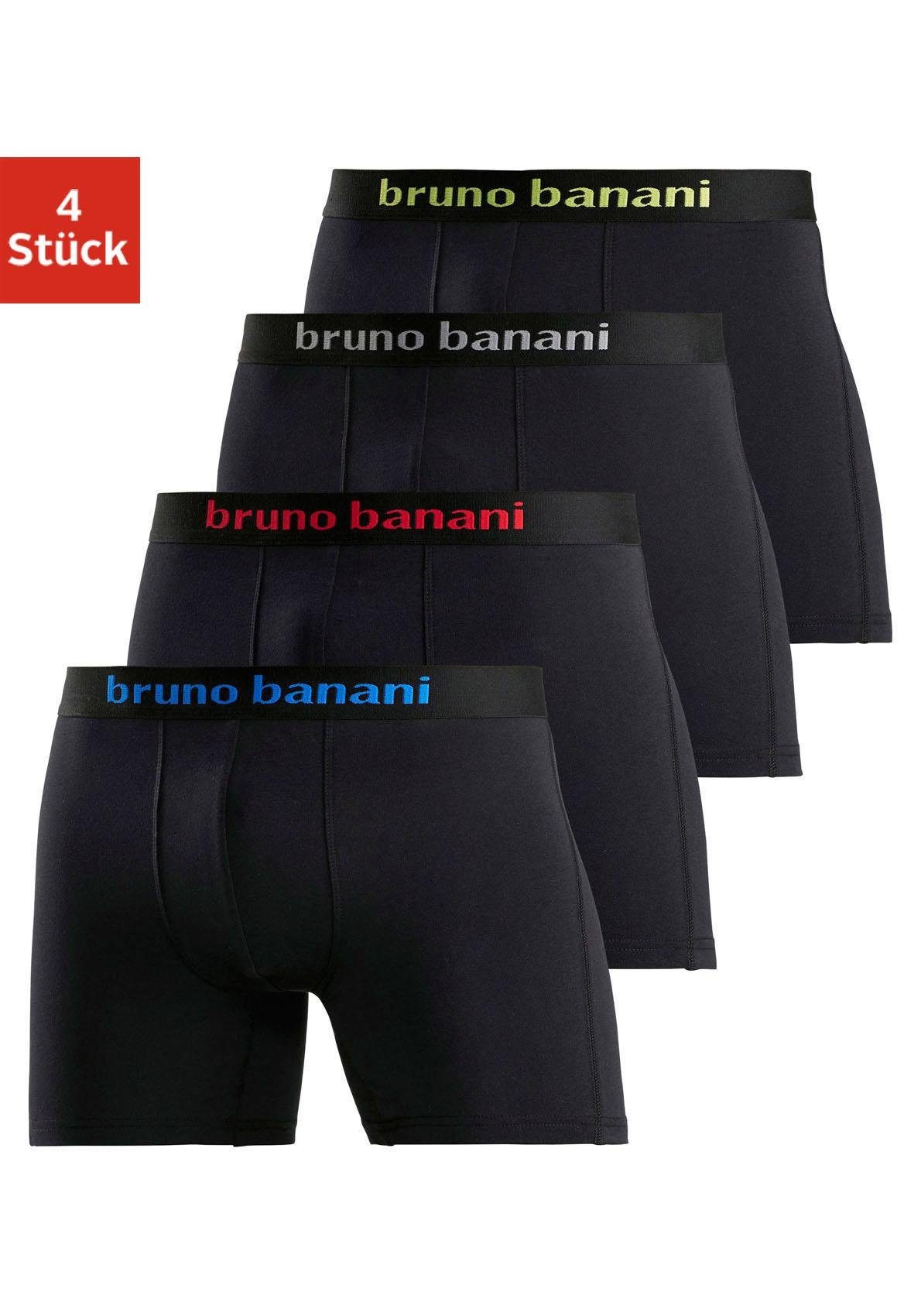 Bruno Banani Boxershort voor heren met langere pijpen en opvallende logo-tailleband (set, 4 stuks)