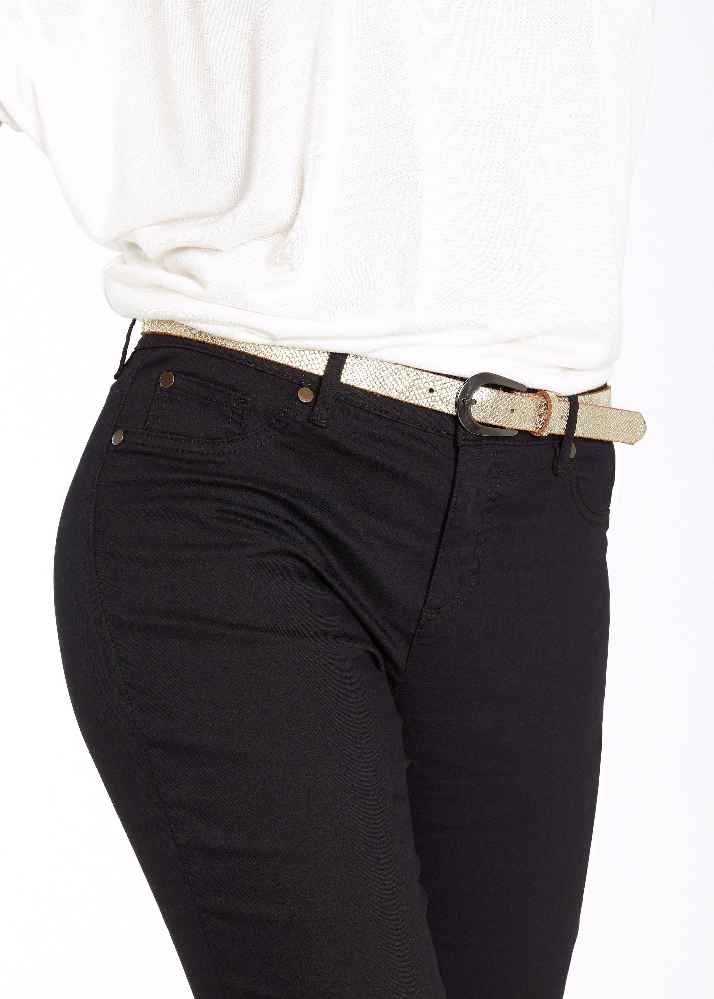 Lascana Heupriem Leren riem smalle riem in metallic-slang-look, voor broeken, jeans & jurken riemen maat 85 goud