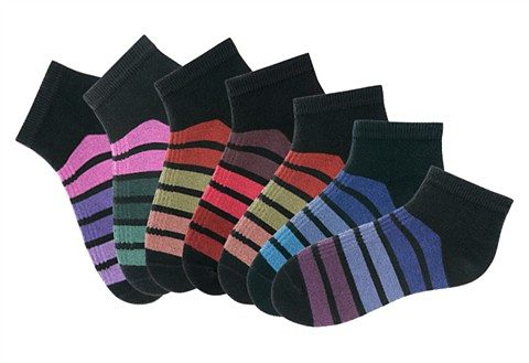 H.I.S Sneakersokken met kleurrijke horizontale strepen (set, 7 paar) sokken maat 35-38 multicolor