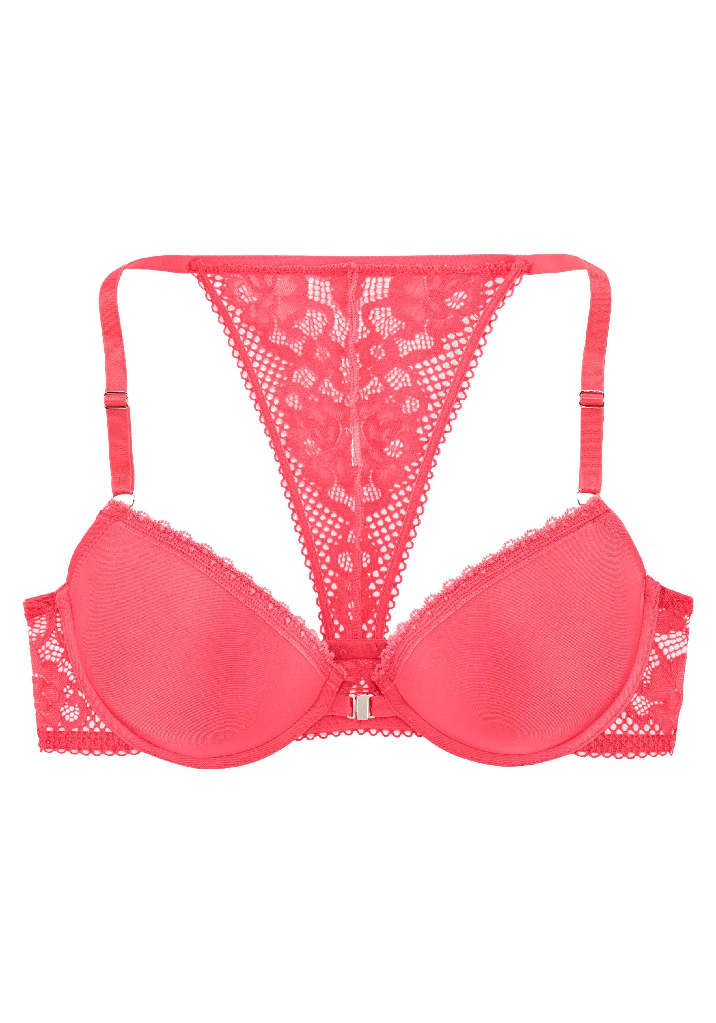 s.Oliver RED LABEL Beachwear Bh met steuncups Lisette met voorsluiting en mooie kanten achterkant, dessous grote cupmaten maat 70 C rood