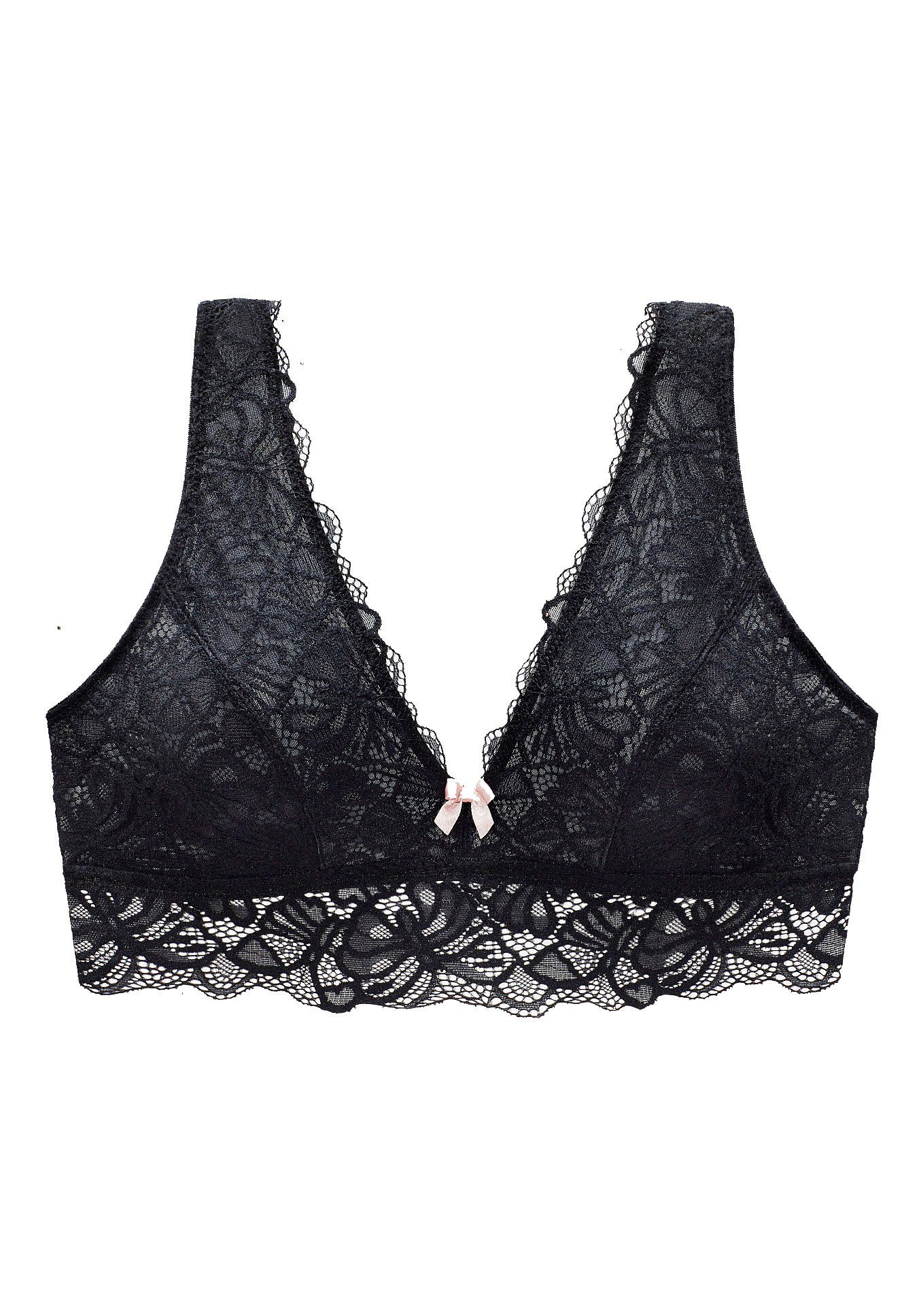 Nuance Soft-bh in een lang model, zonder beugels, sexy dessous bh's zonder beugel maat 90 B zwart