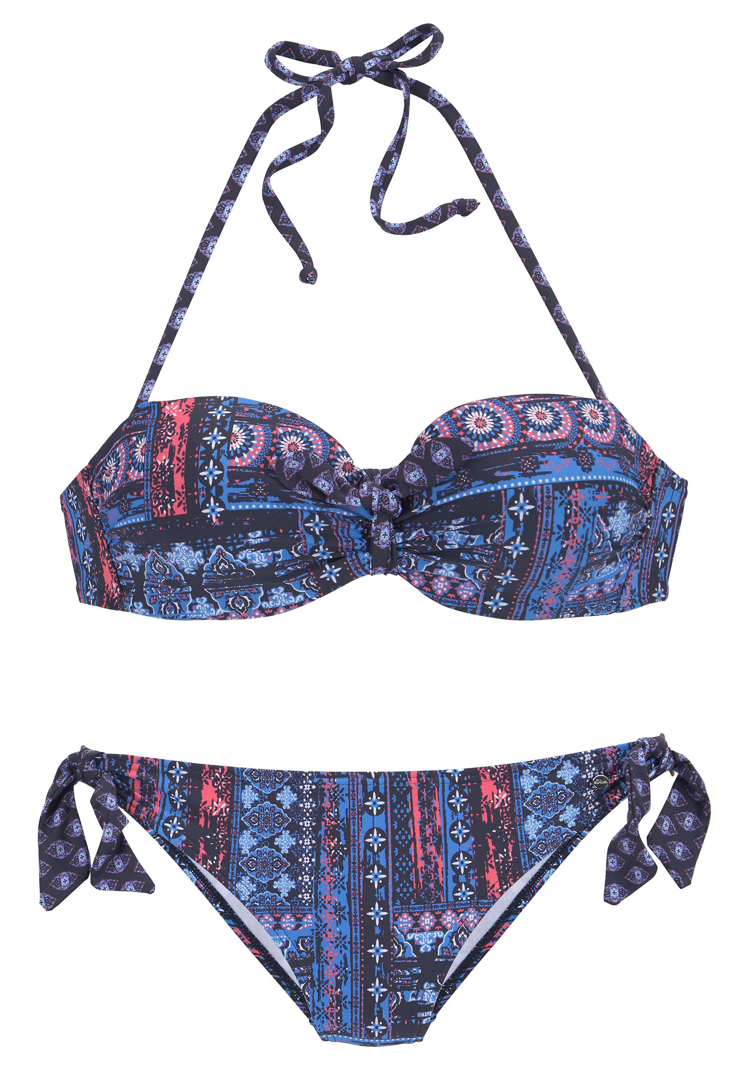 s.oliver red label beachwear beugelbikini in bandeaumodel met aangerimpeld midden blauw