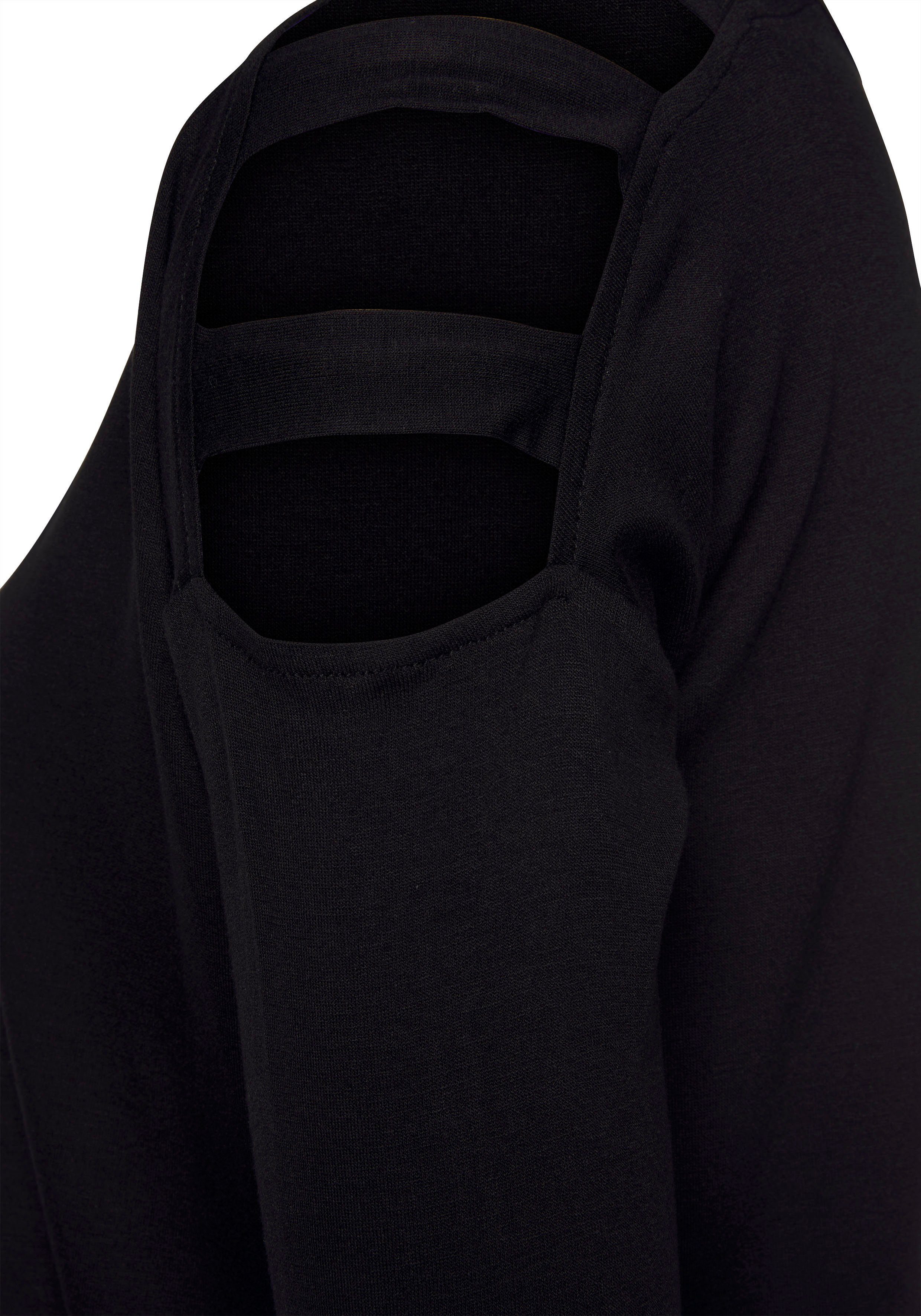 Lascana Shirt met 3/4-mouwen met cut-outs, geplooide lange mouwen, off-the-shoulder