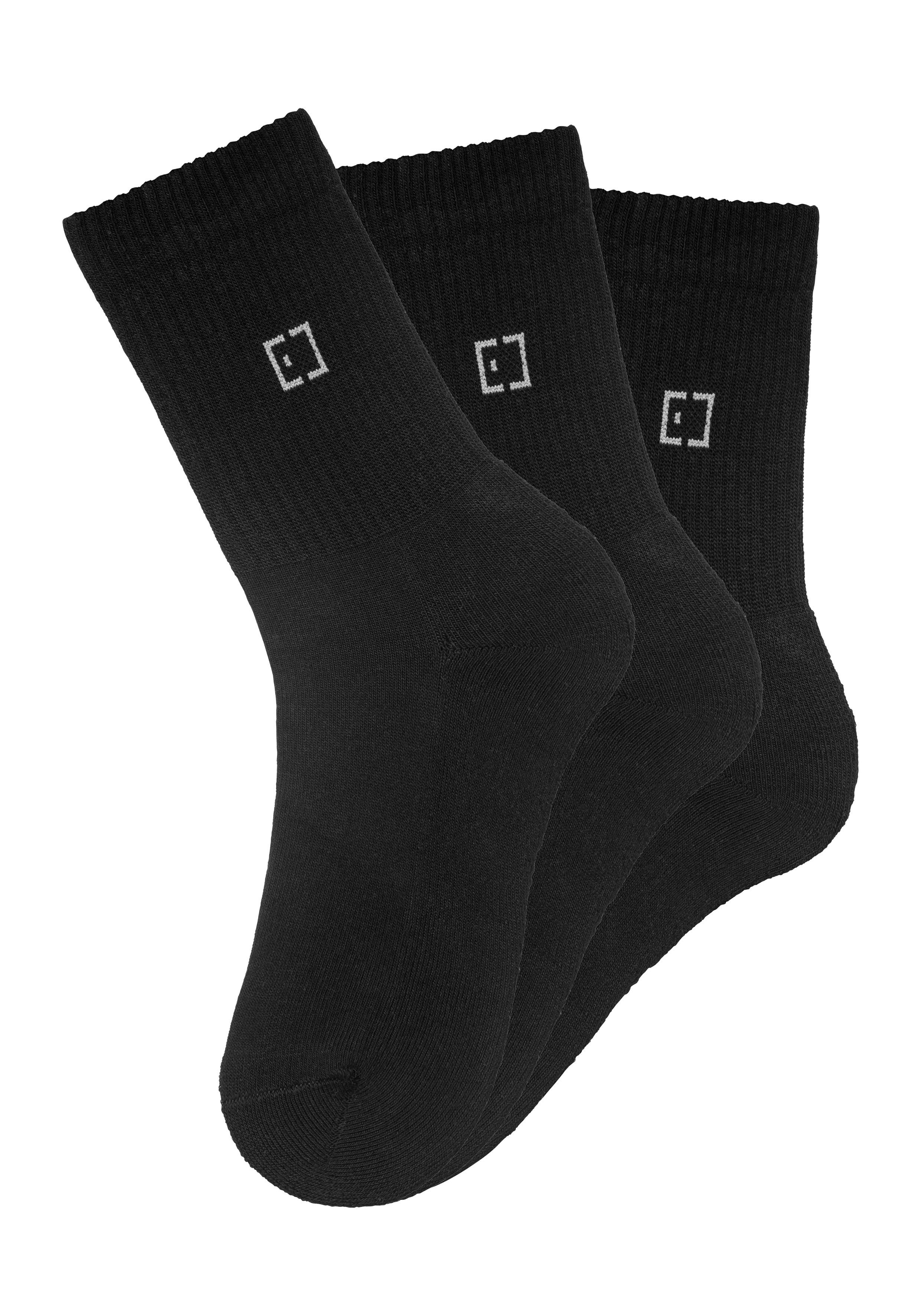 Elbsand Sokken met frotté en gebreid merklogo (set, 3 paar)