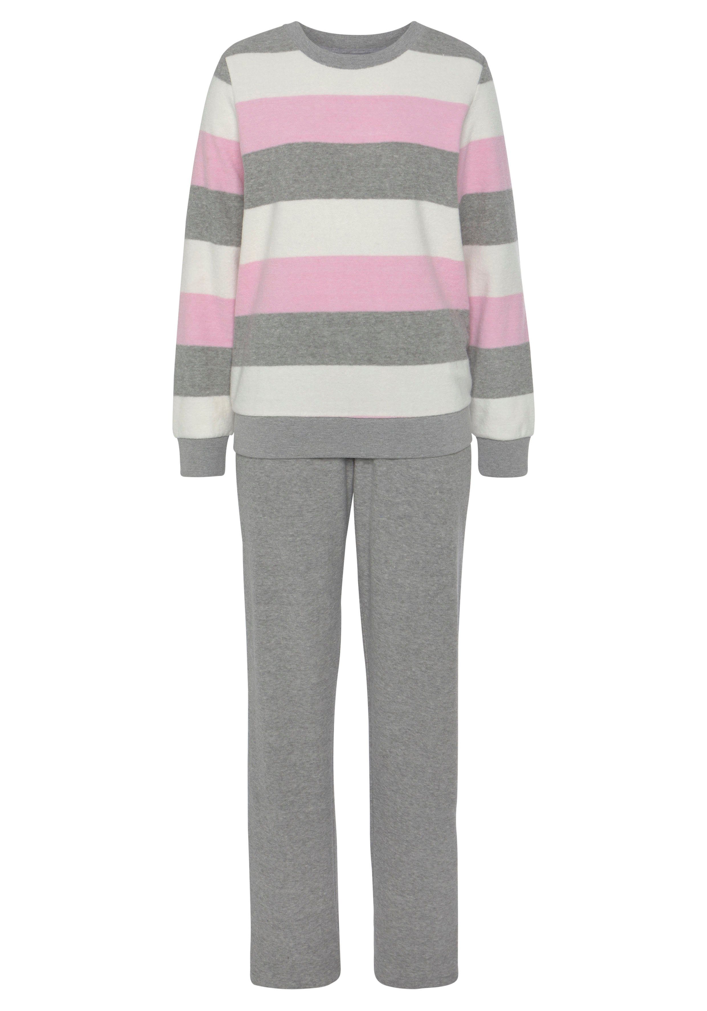 Vivance Dreams Pyjama van zachte frotté en met colorblock strepen (2-delig)