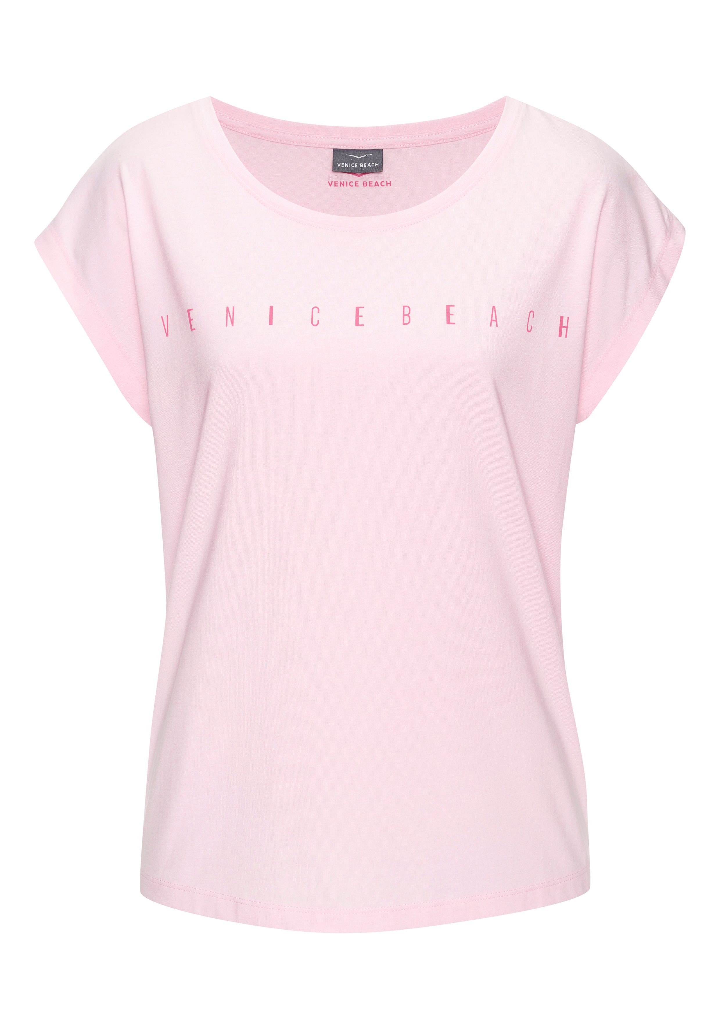 Venice Beach Shirt met korte mouwen met frontprint, t-shirt van katoenmix, basic, casual