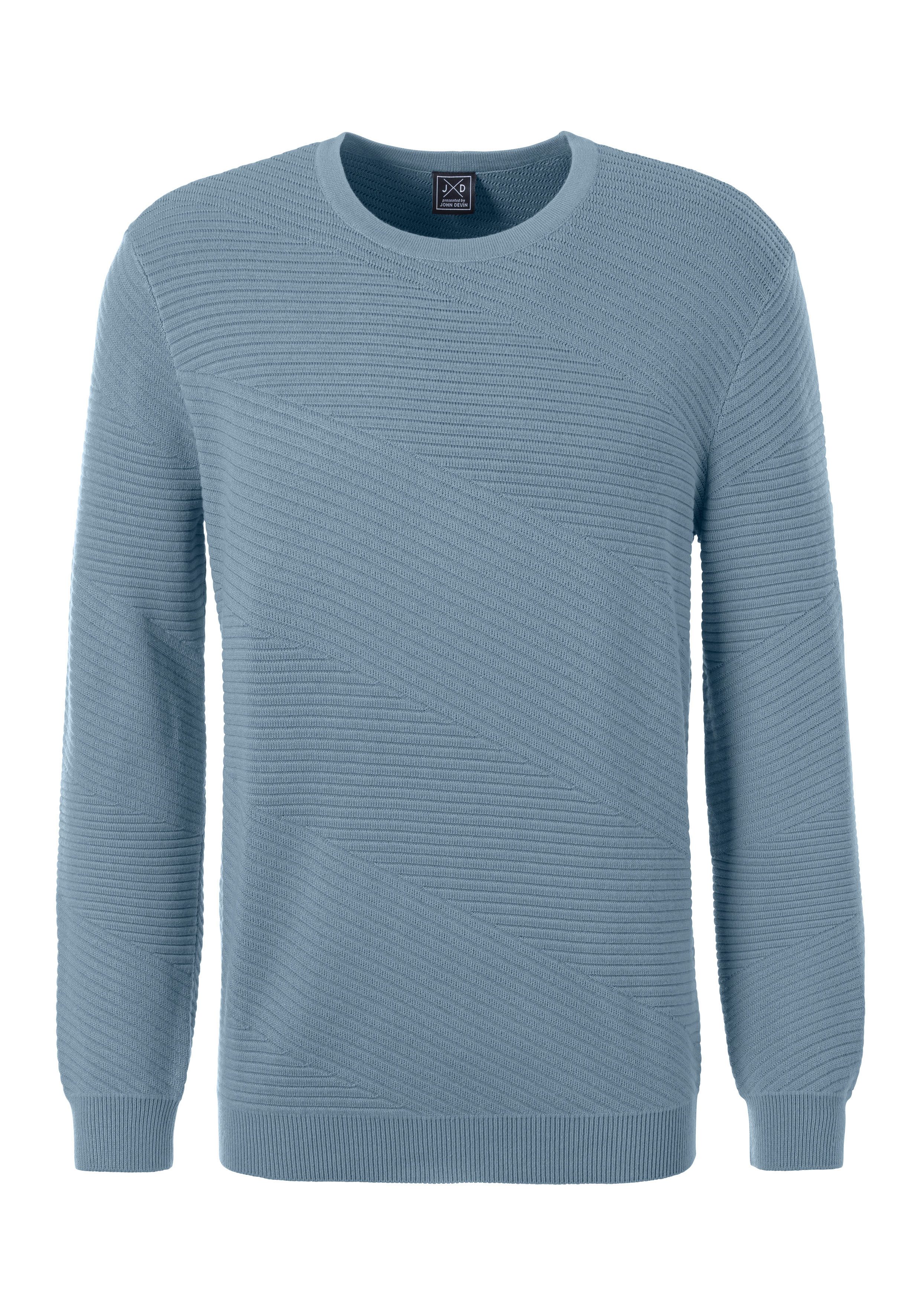 John Devin Gebreide trui Pullover van zachte structuurbreiwerk heren maat S (44/46) blauw