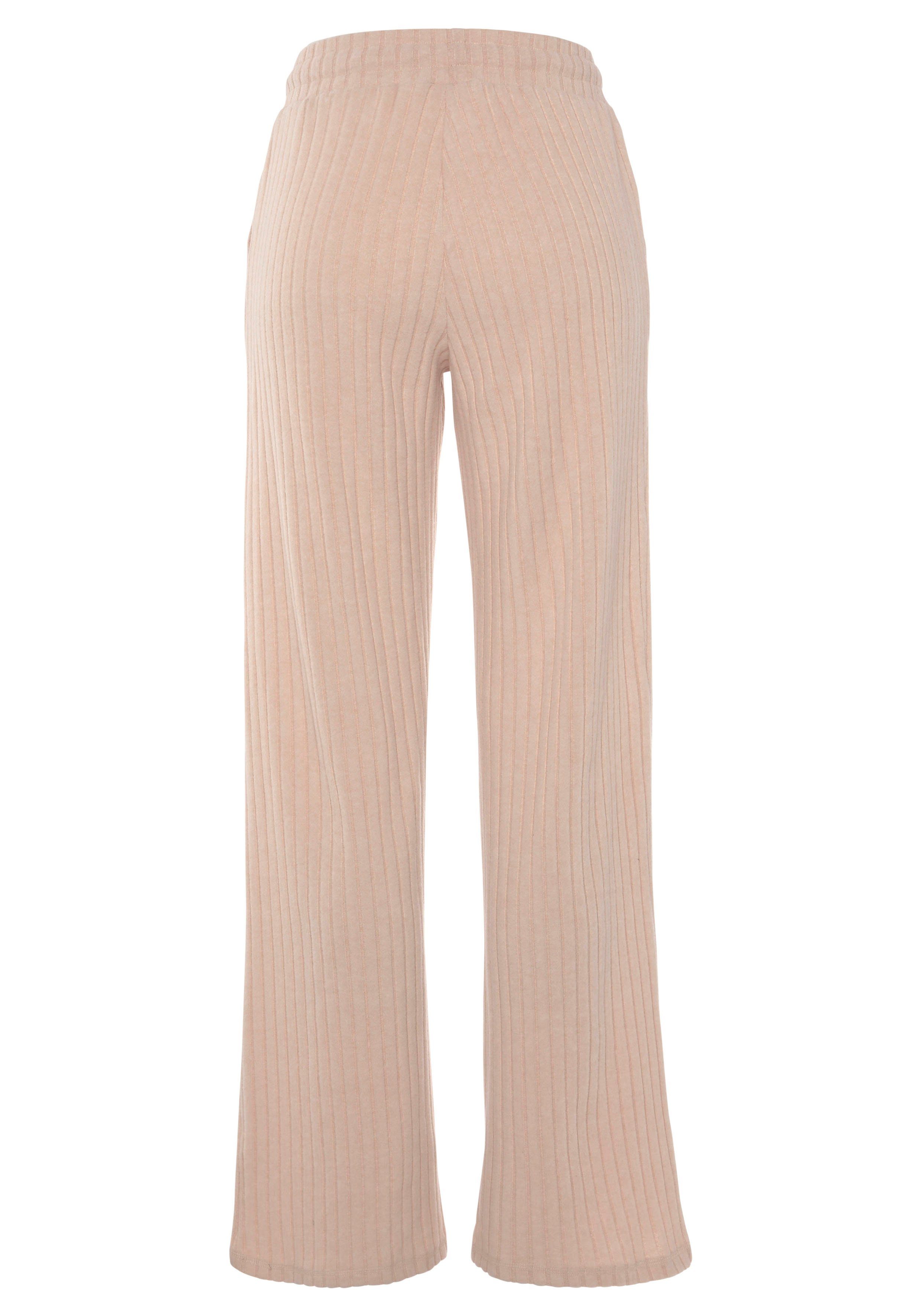 Lascana Homewearbroek -Loungebroek -lounge-/brei broek met wijde pijpen en zijzakken, loungewear (1-delig)