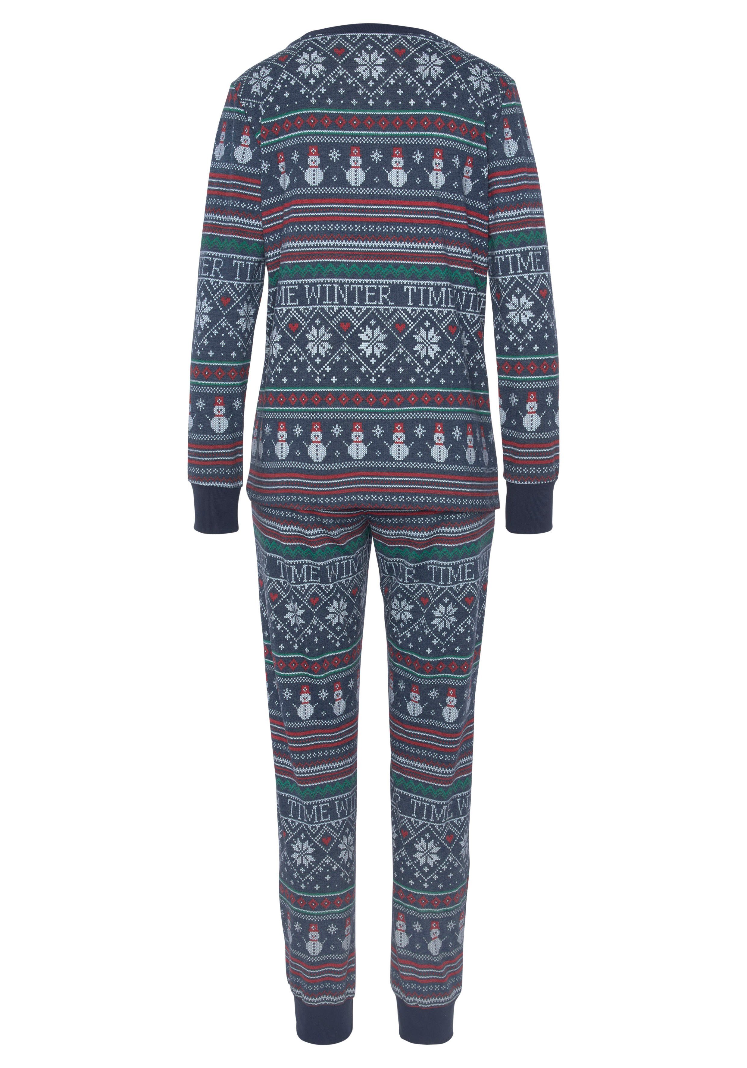 Lascana Pyjama met winterse print (2-delig)
