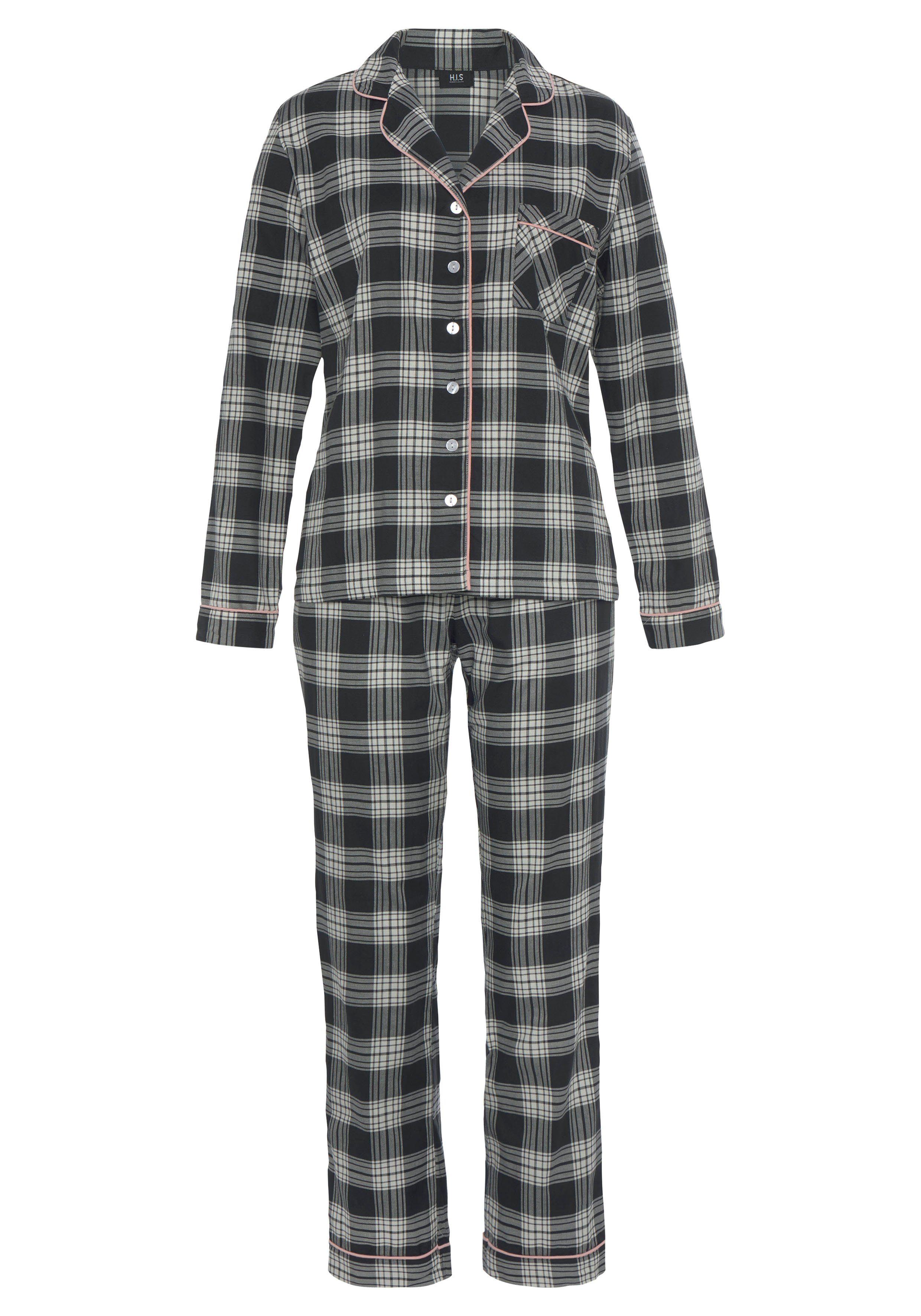 H.I.S Pyjama van flanel met alover ruitpatroon (set, 2-delig) pyjama's maat 40 zwart