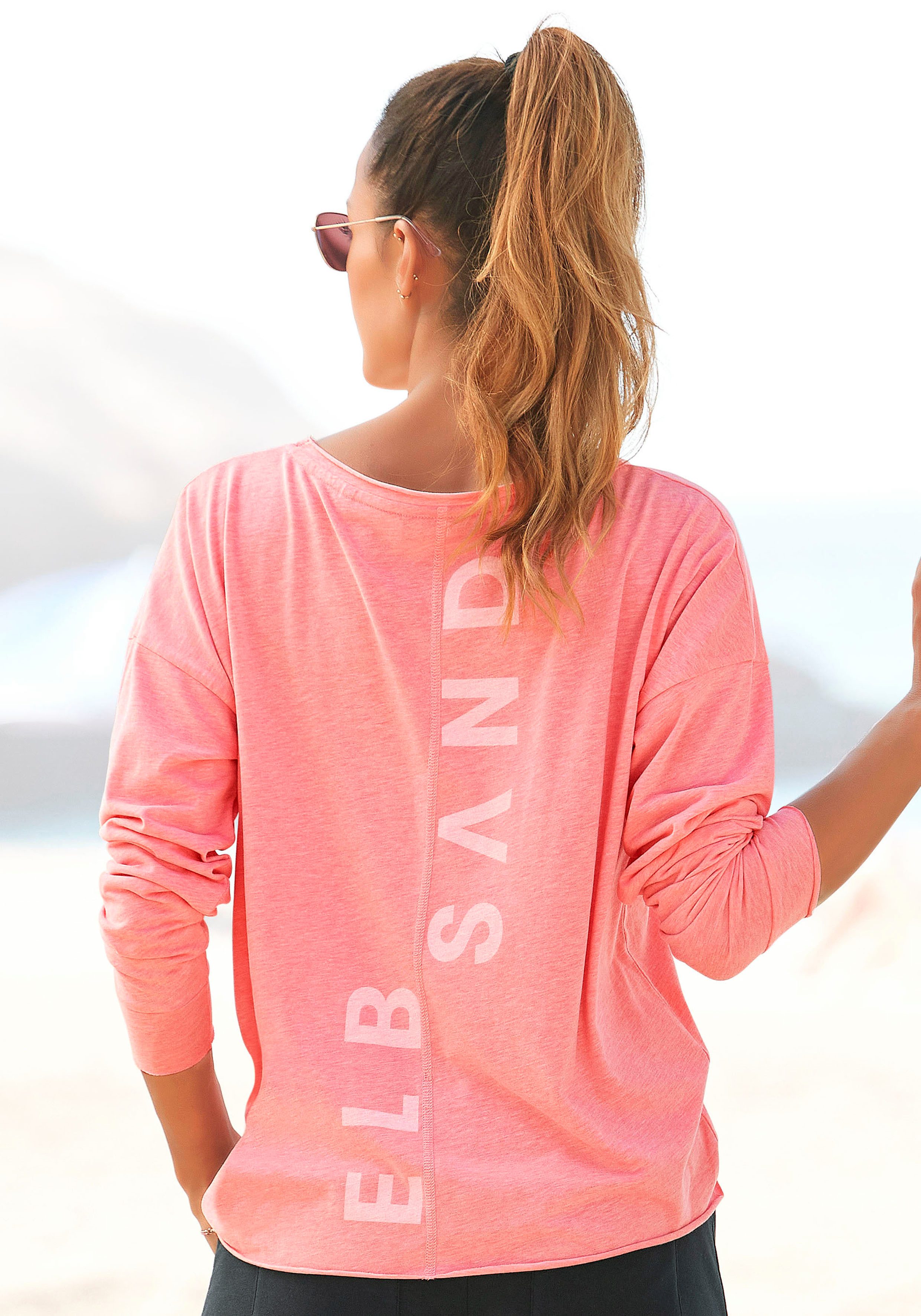 Elbsand Shirt met lange mouwen Eltje met logoprint op de rug, longsleeve van katoenmix