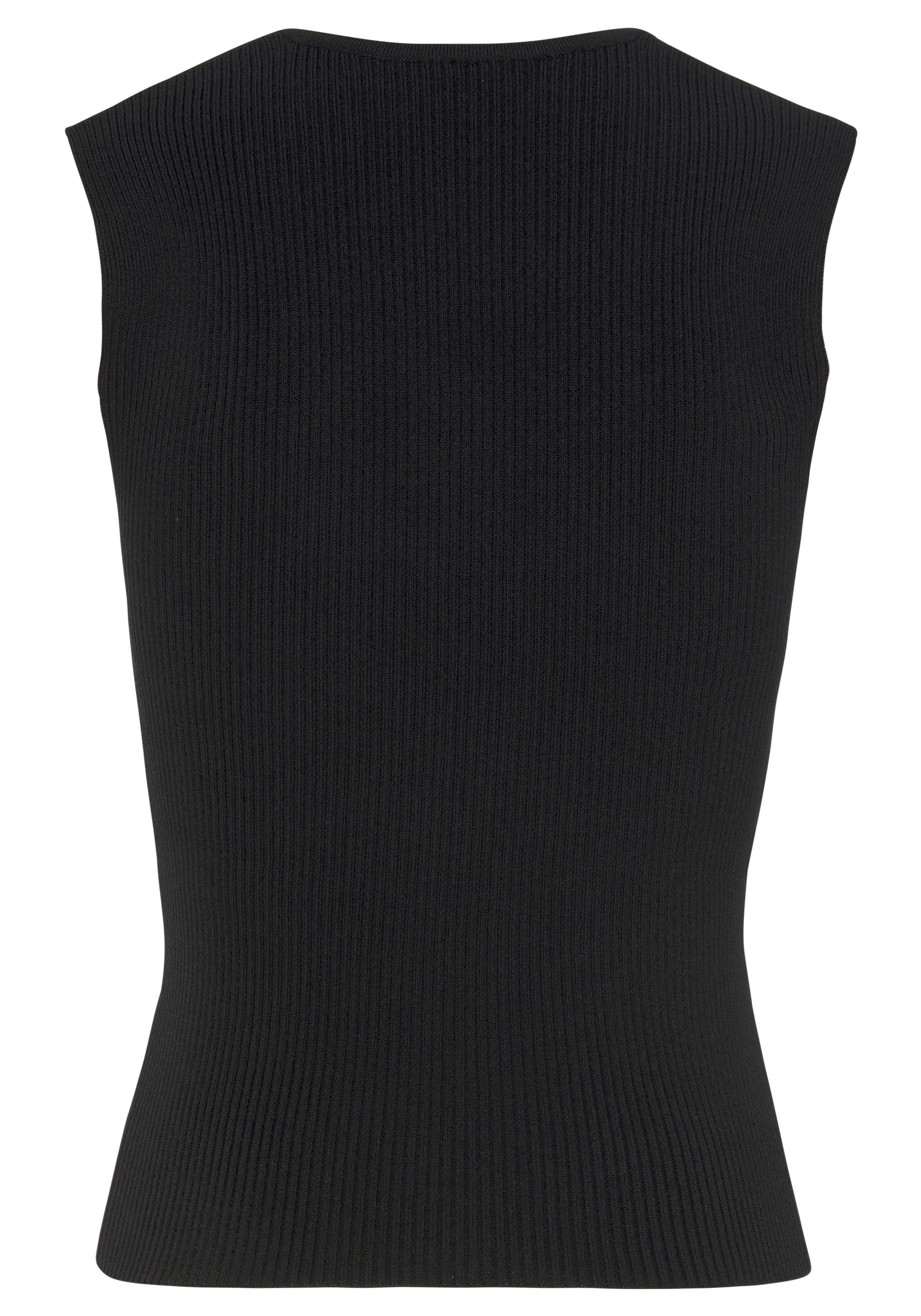 Lascana Gebreide top met vierkante halslijn, elegant top met brede bandjes