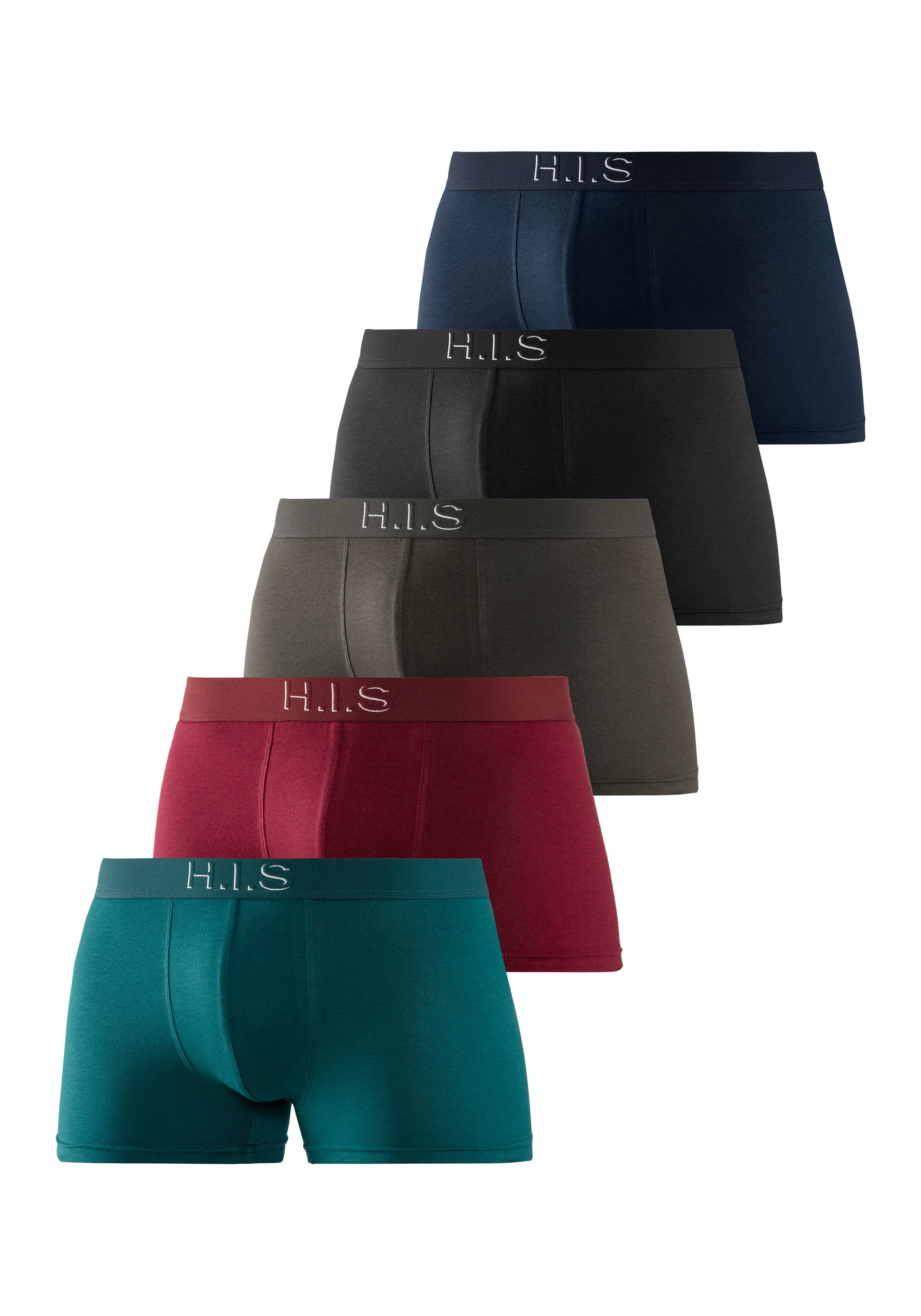 H.I.S Boxershort voor heren Logoweefband met 3D-effect (set, 5 stuks)