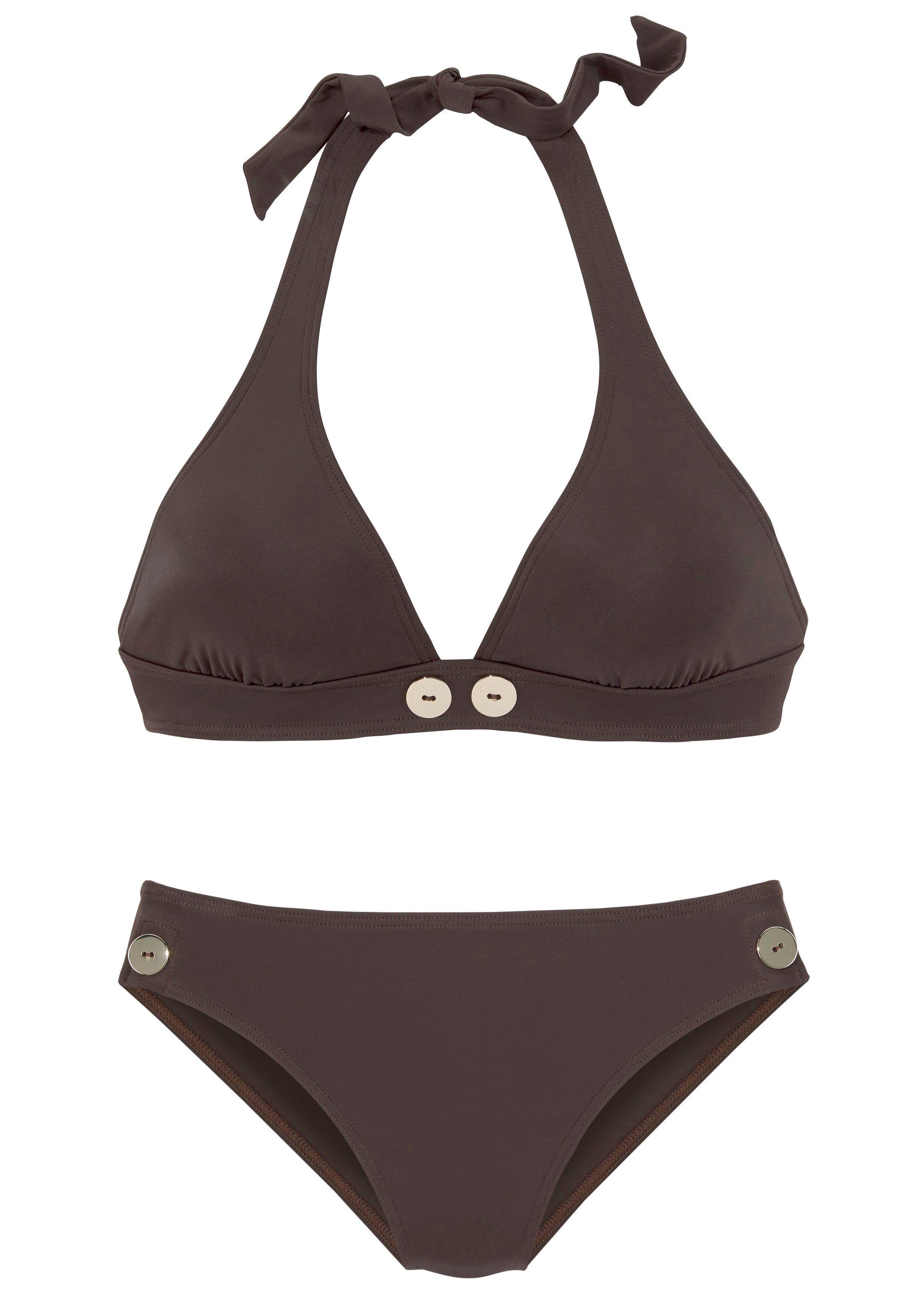 Vivance Triangelbikini met goudkleurige sierknopen