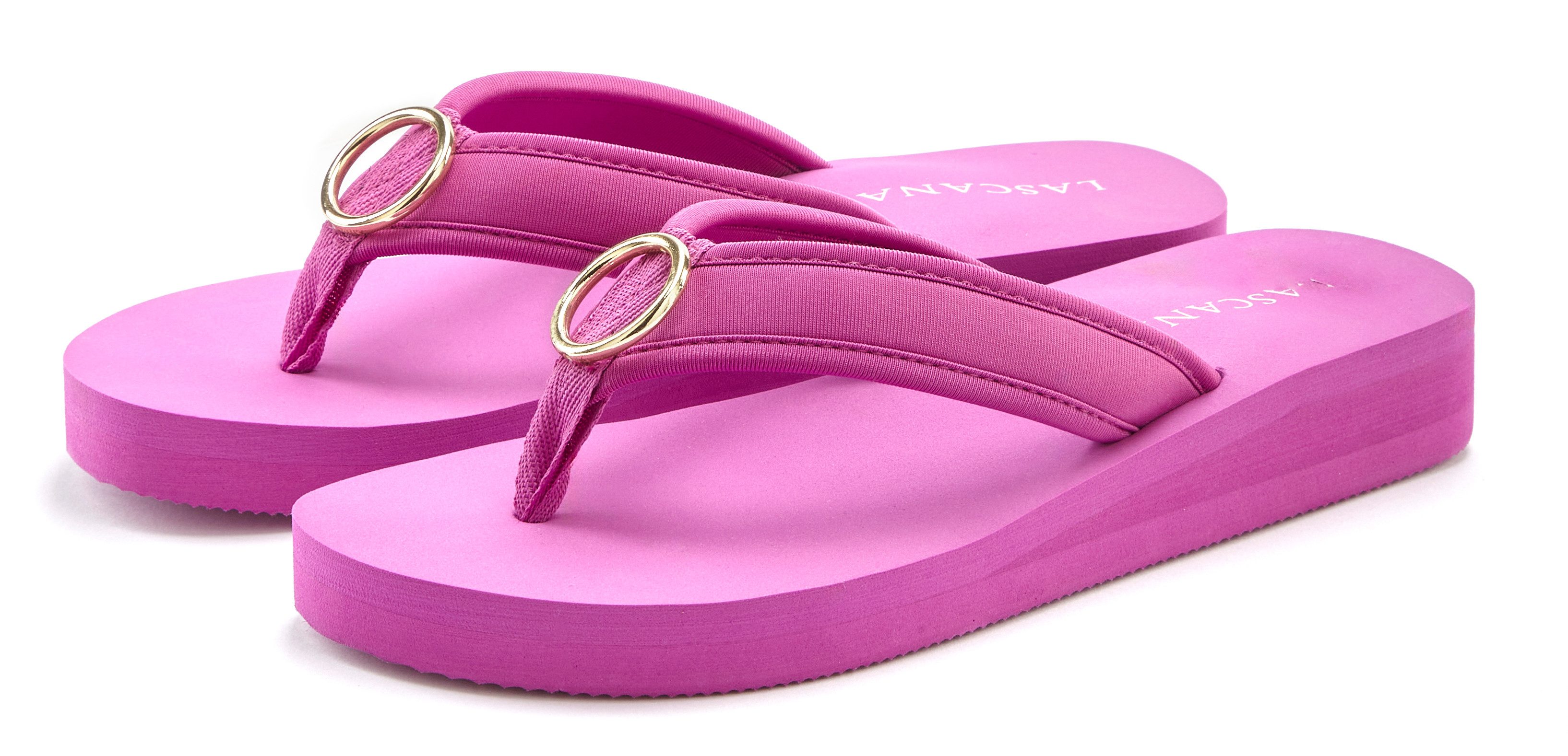 Lascana Badslippers Sandaal, pantoletten, badschoen met ringapplicatie "Italië" VEGAN
