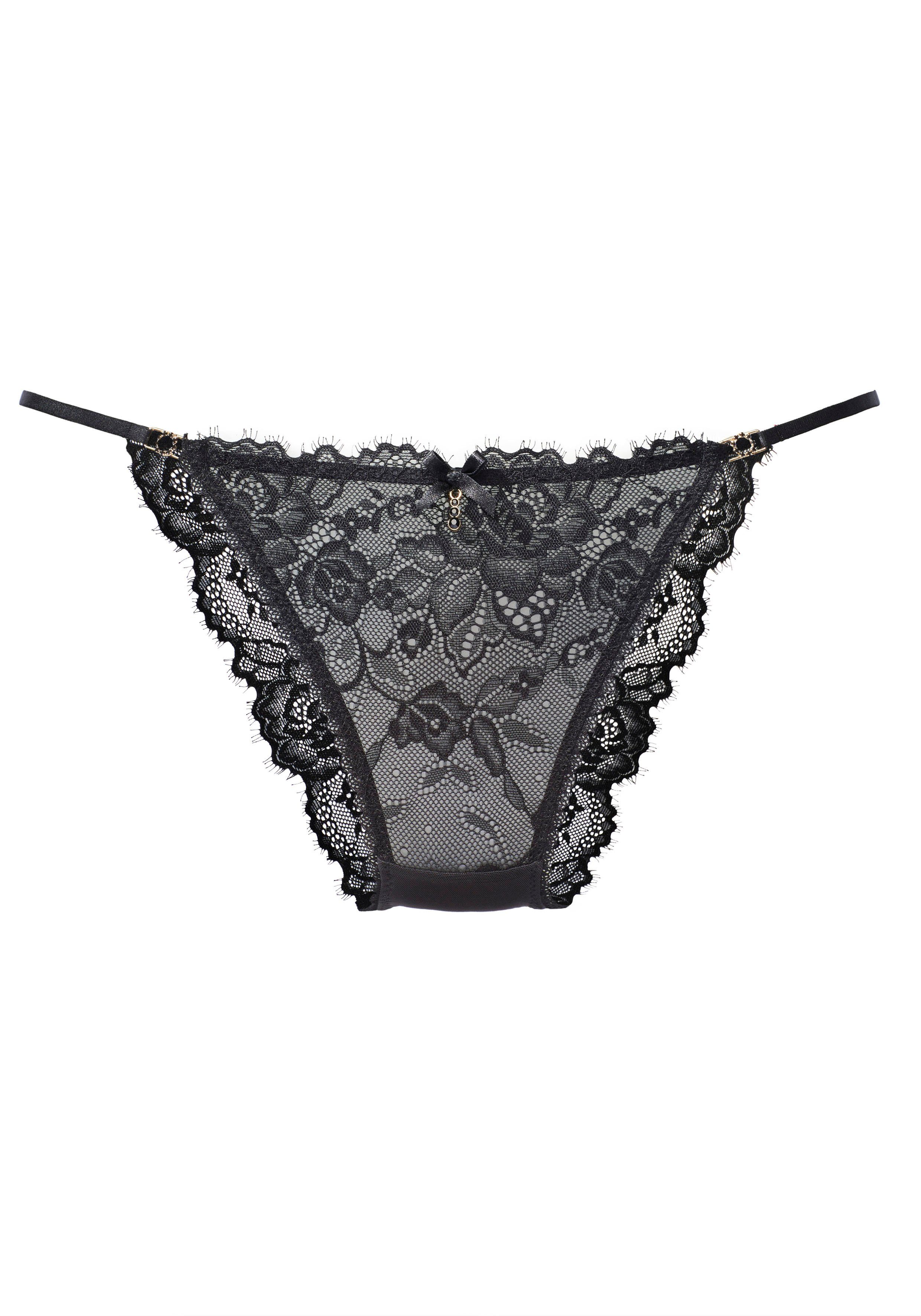 Lascana Tanga Samara met fijne satijnen strik en extravagante strass-accessoires