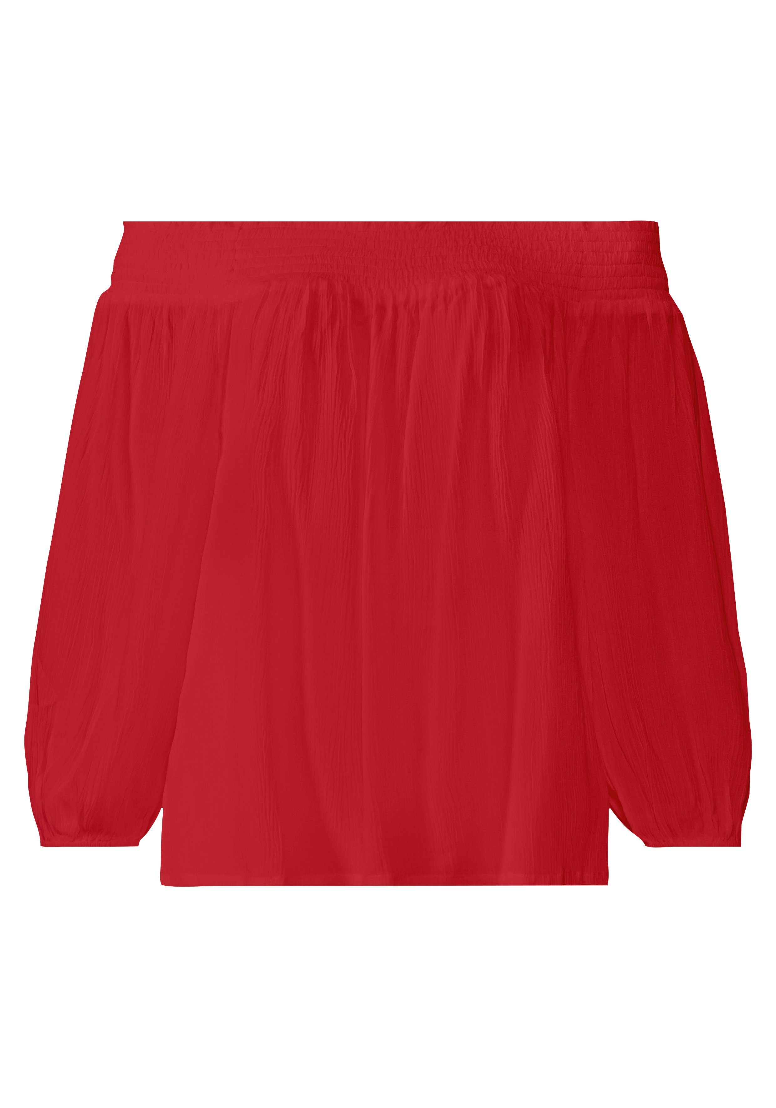 Lascana Blouse met carmenhals in een lichte gekreukte crinkle look, damesblouse, off-the-shoulder