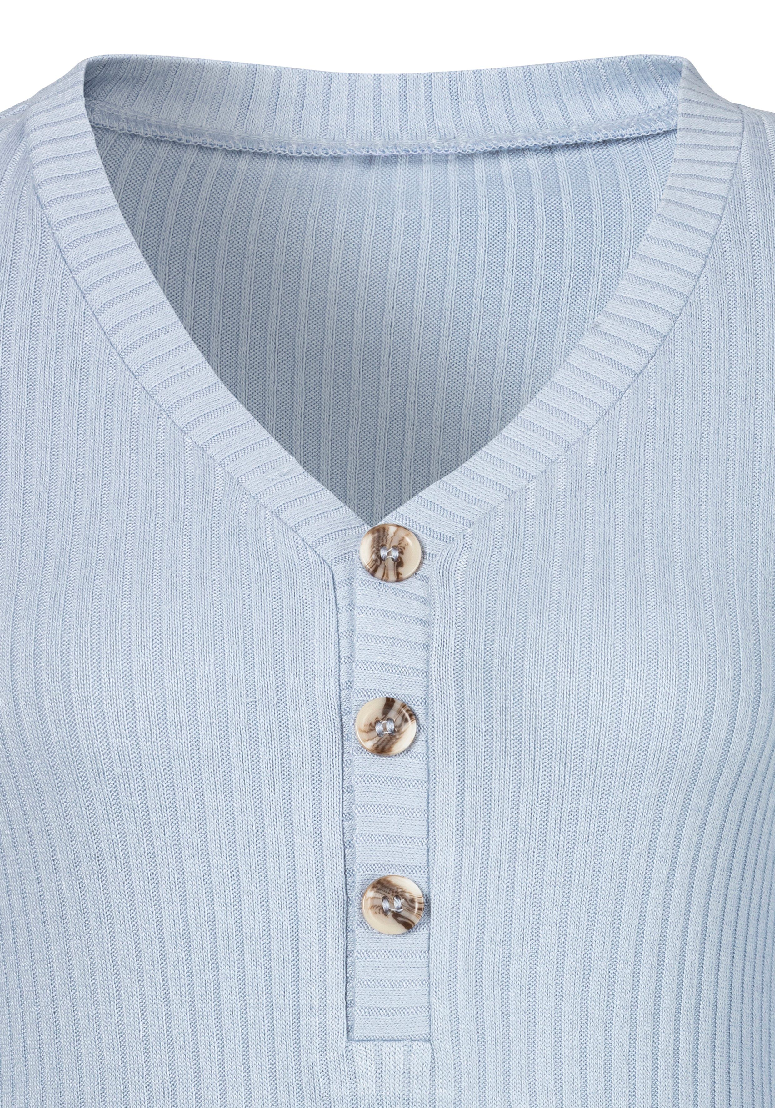 Lascana Shirt met lange mouwen Met korte knoopsluiting van zachte viscose-ribkwaliteit
