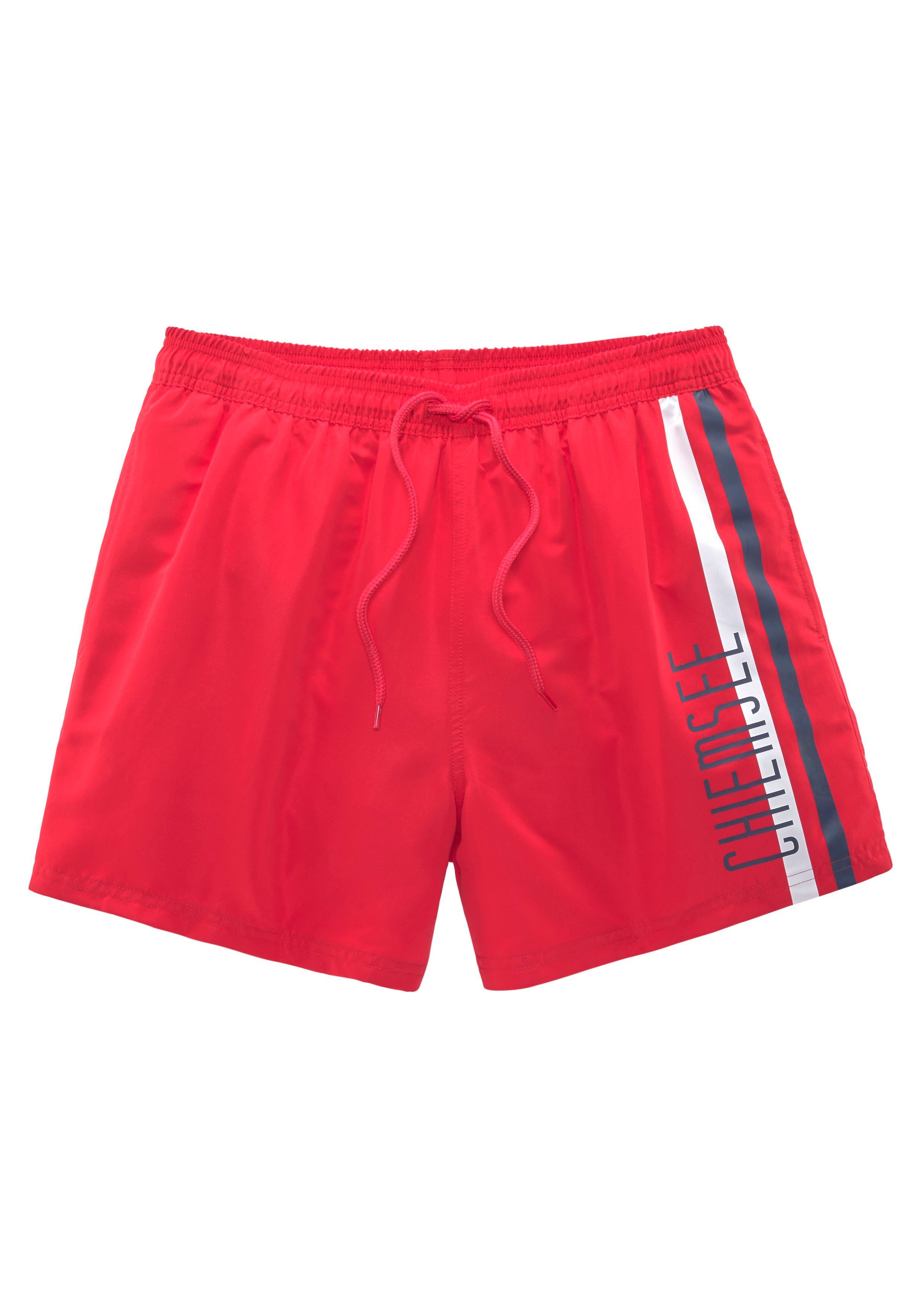 Chiemsee Zwemshort in 2 lengten en met merkopschrift heren maat L (52) rood