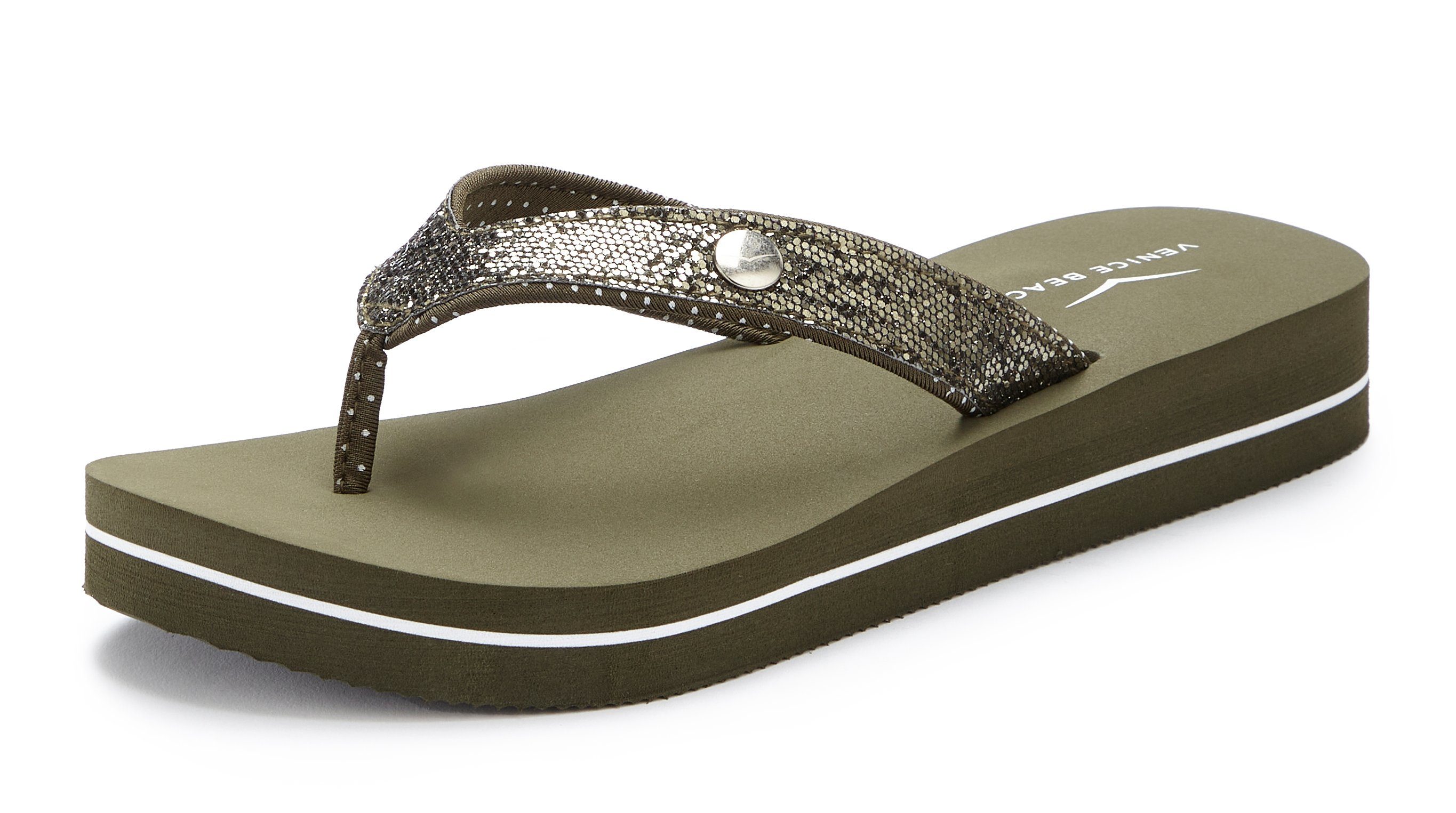Venice Beach Badslippers Sandaal, pantoletten, badschoenen ultralicht met glitterband VEGAN