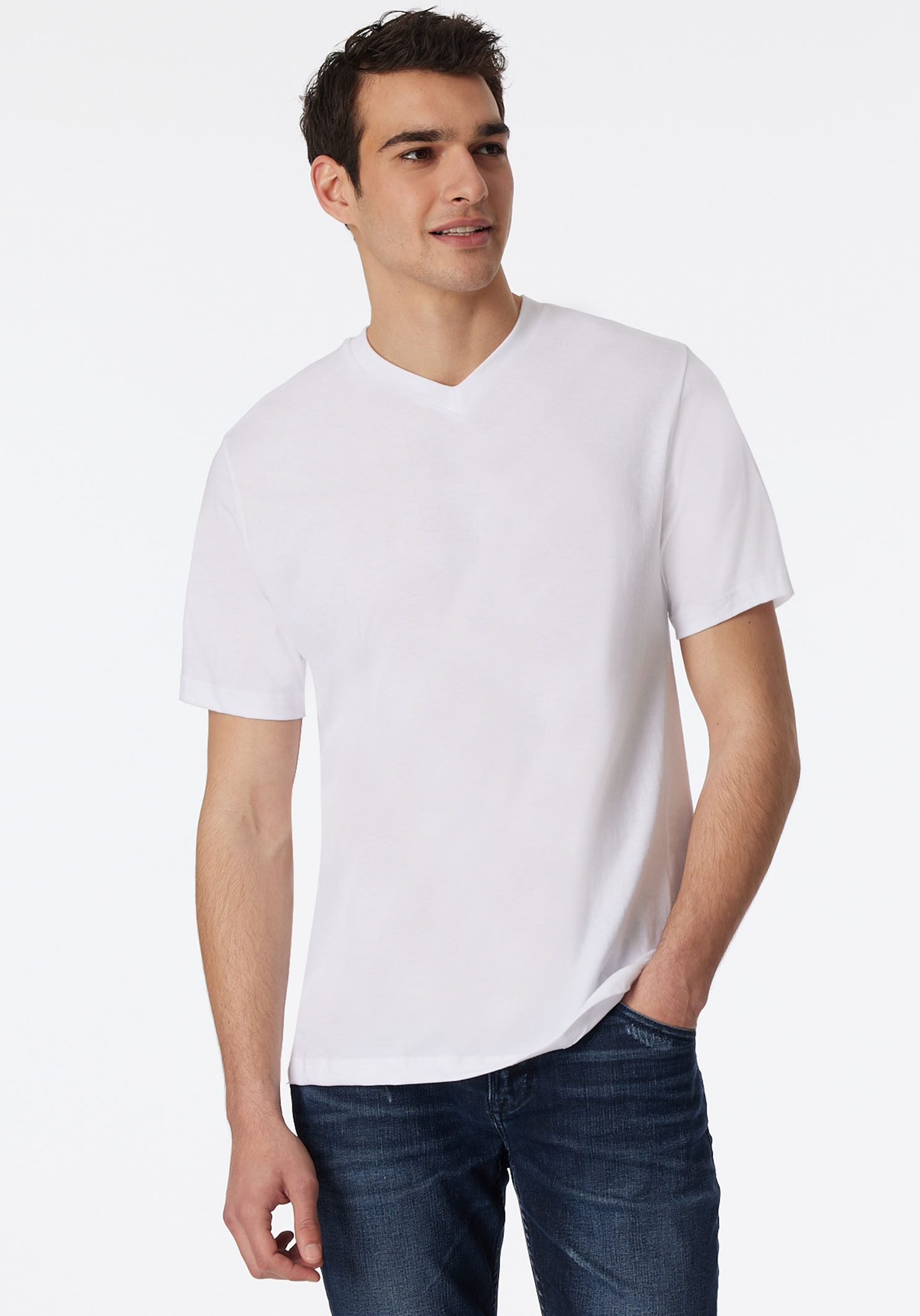 Schiesser Shirt met V-hals "Essentials" (2-delig, Set van 2)