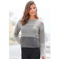 lascana trui met ronde hals in colourblocking-stijl grijs