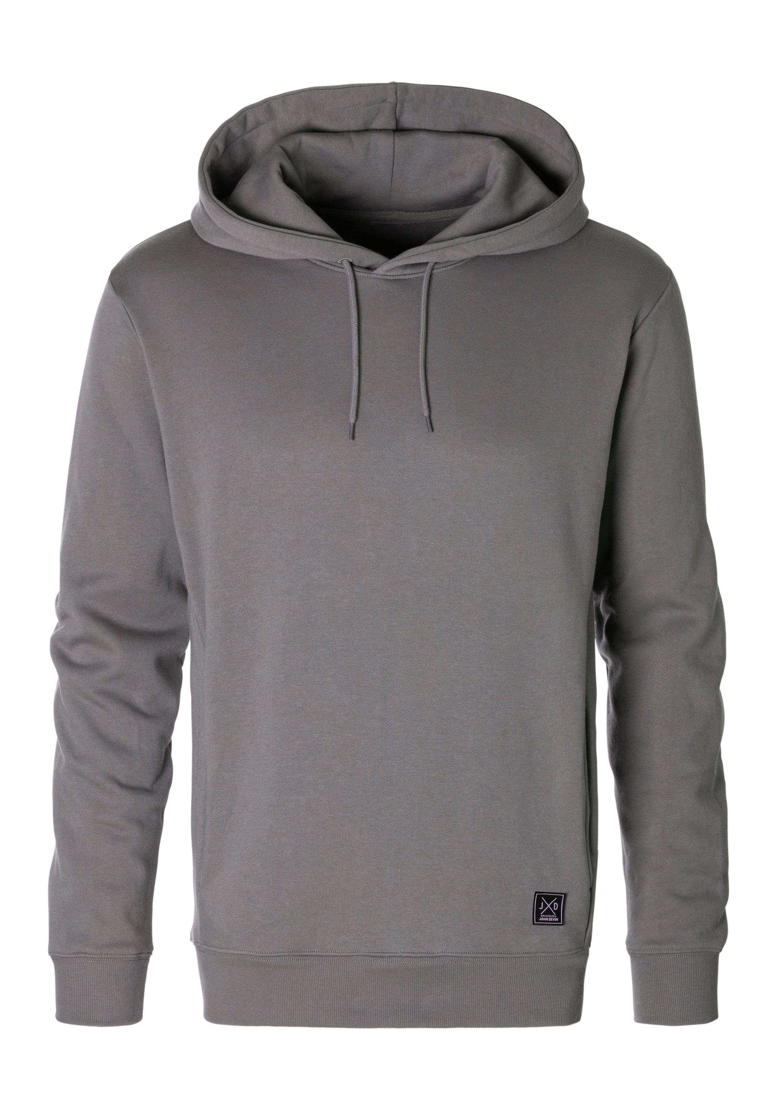 John Devin Hoodie Langarm, sweatshirt met ronde hals en capuchon, katoenmix heren maat XXXL (64/66) grijs