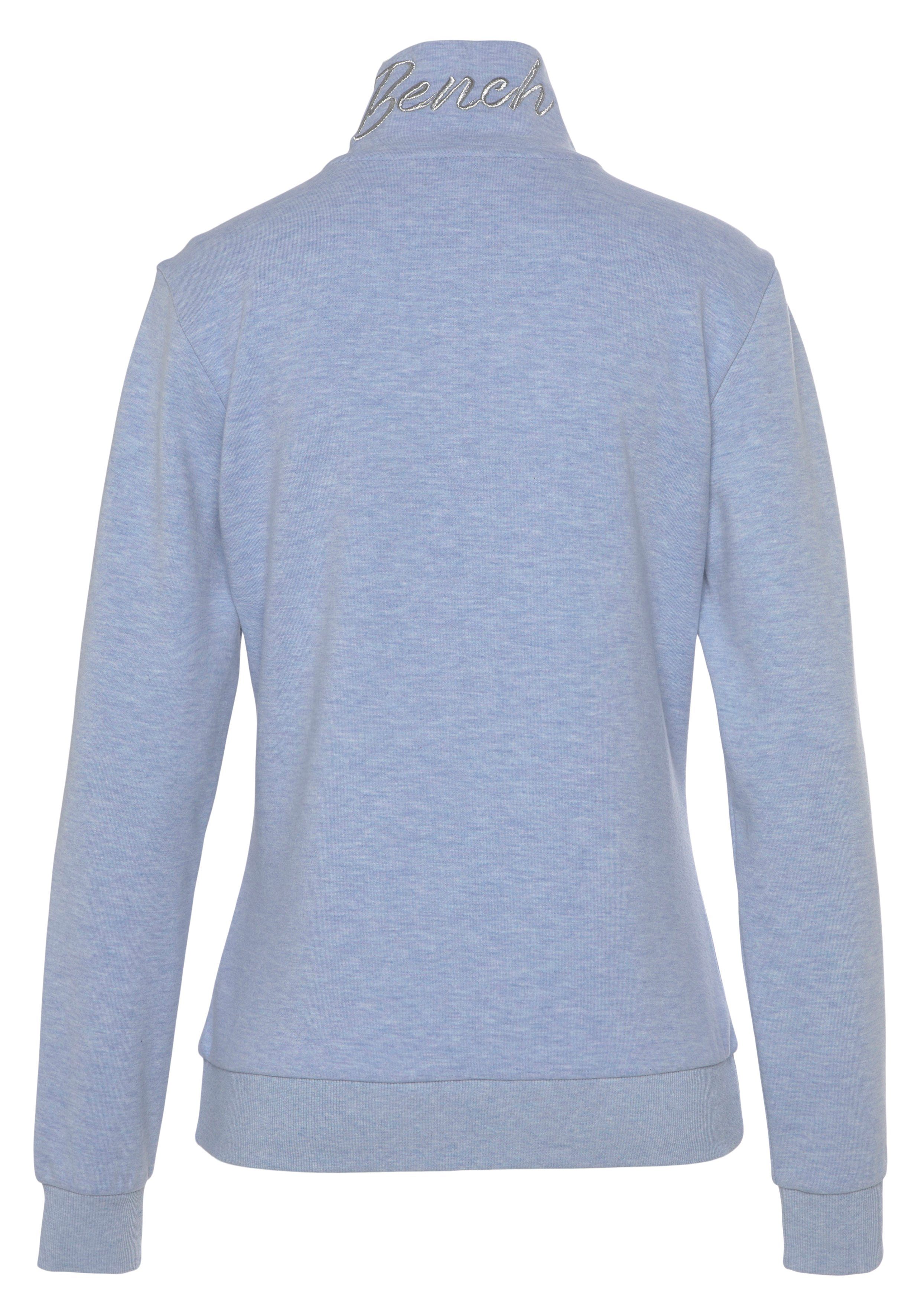 Bench. Loungewear Sweatvest - lounge jas met glanzende logostiksel op de staande kraag, loungewear