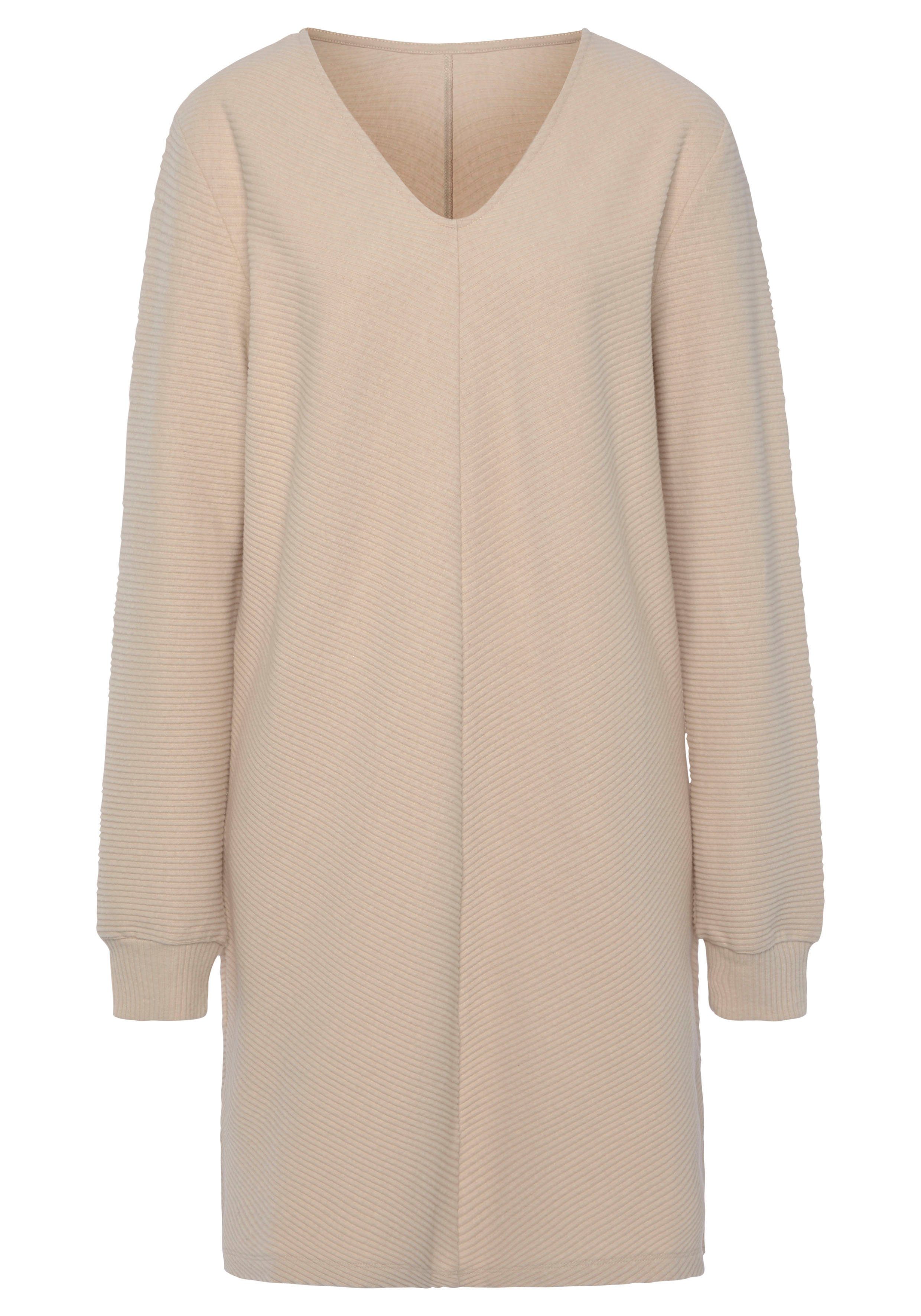 s.Oliver RED LABEL Beachwear Sweatjurk met lange mouwen in geribde stof Langarm jurk van ribkwaliteit met deelnaad, loungewear