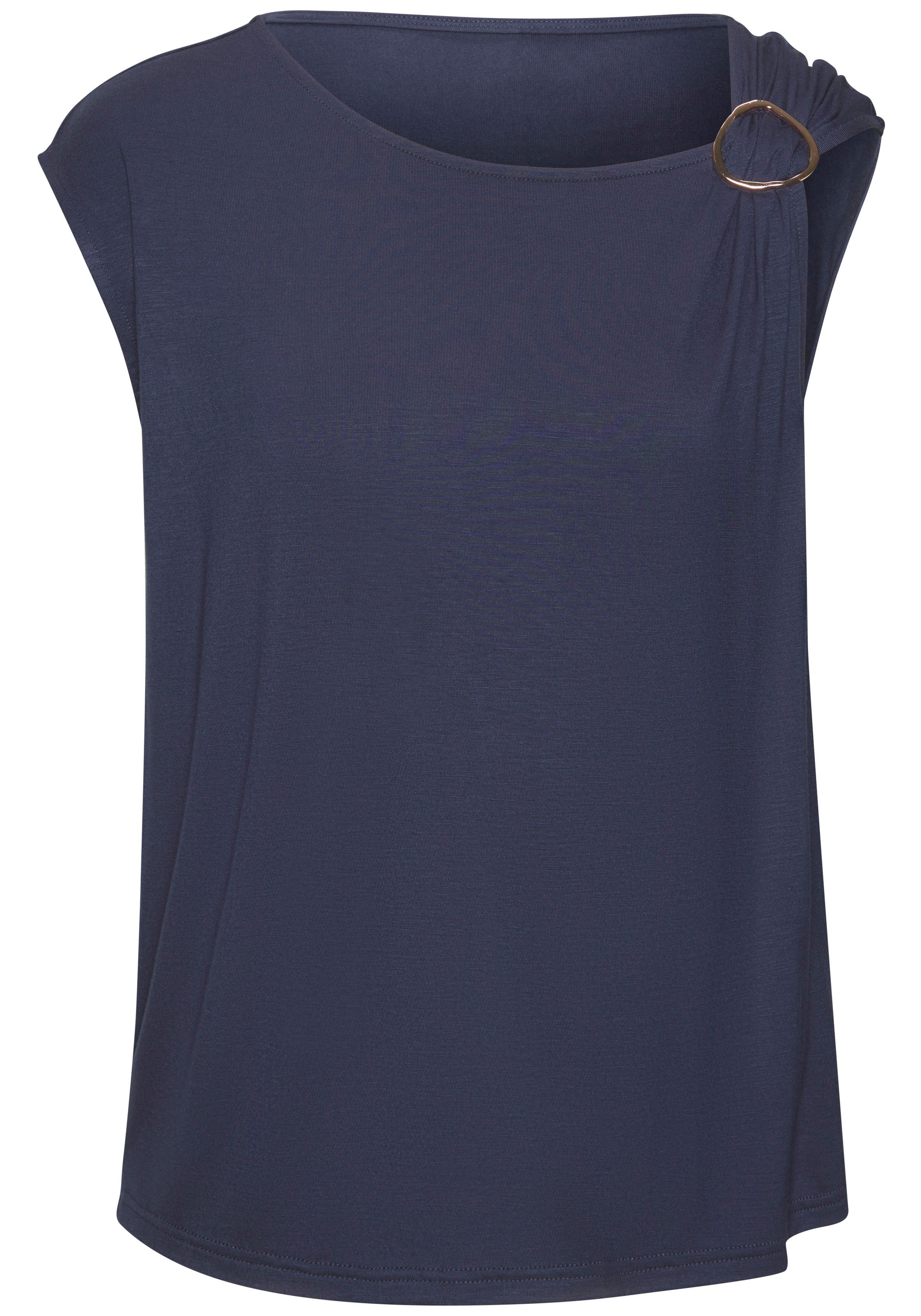 Vivance Shirt met korte mouwen met decoratieve gesp, zomertop, casual