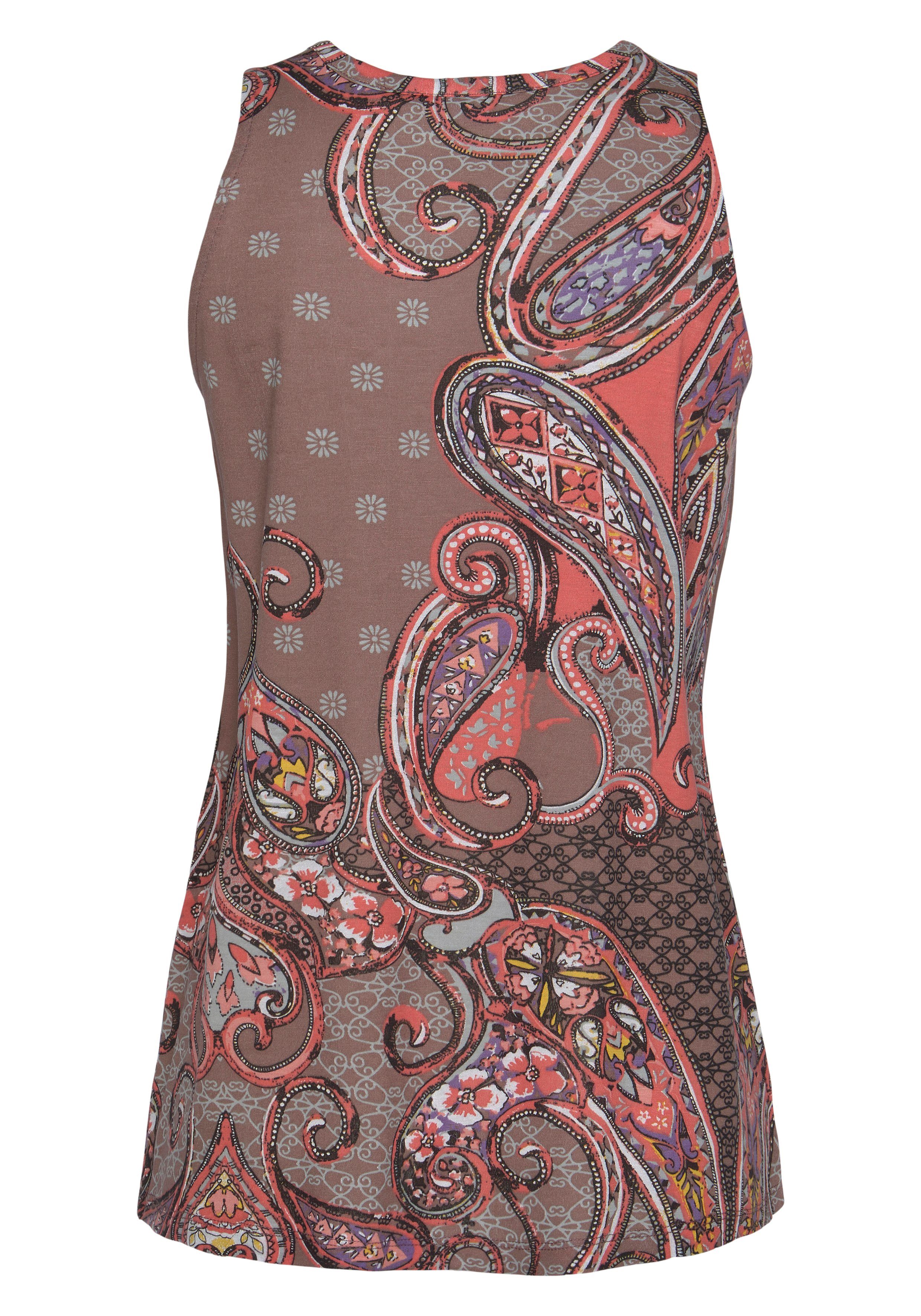 Lascana Tanktop met paisley-print en decoratieve accessoires, elegant blusentop