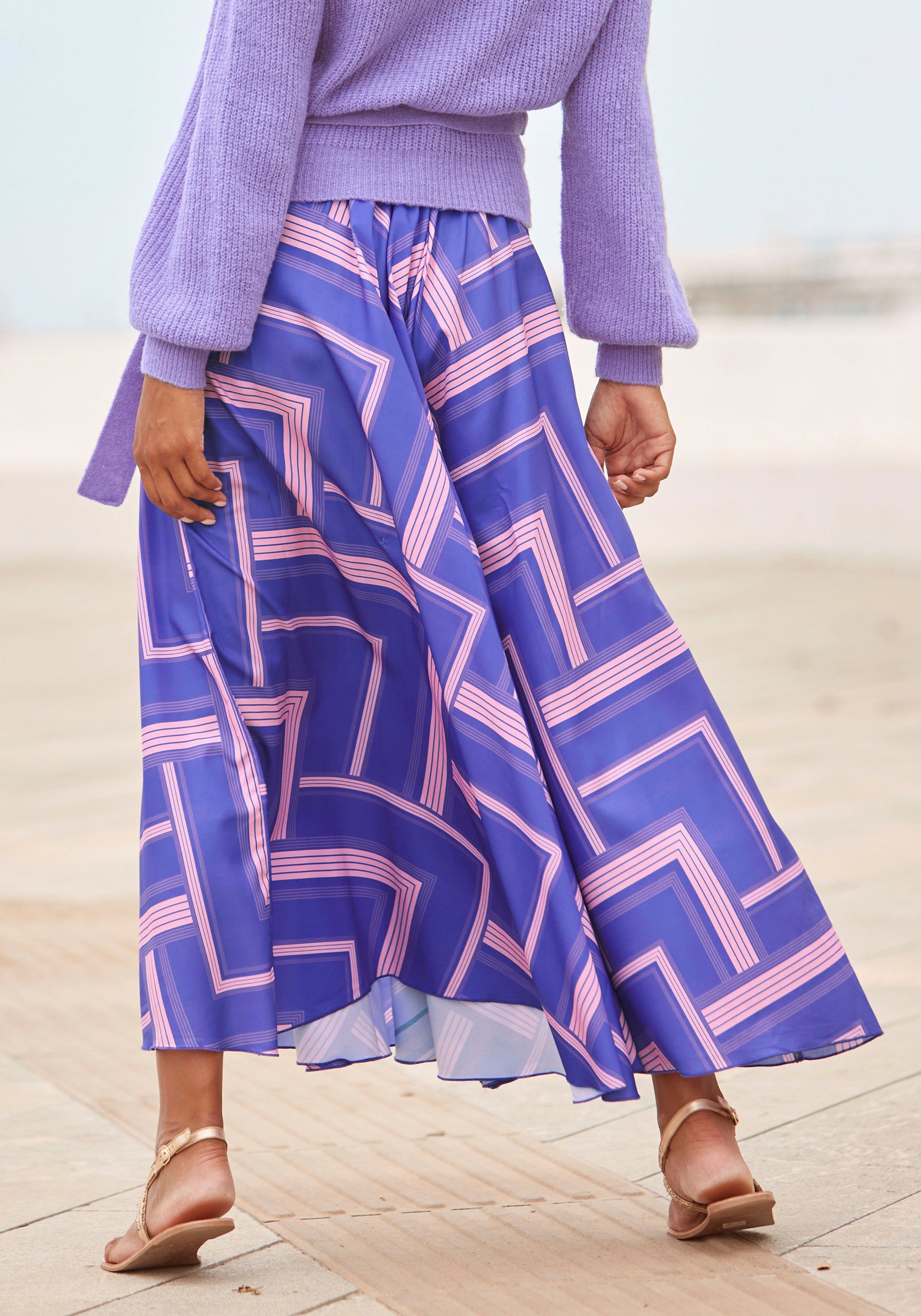 Lascana Broekrok met grafische print, culotte stijl, extra wijde pijpen